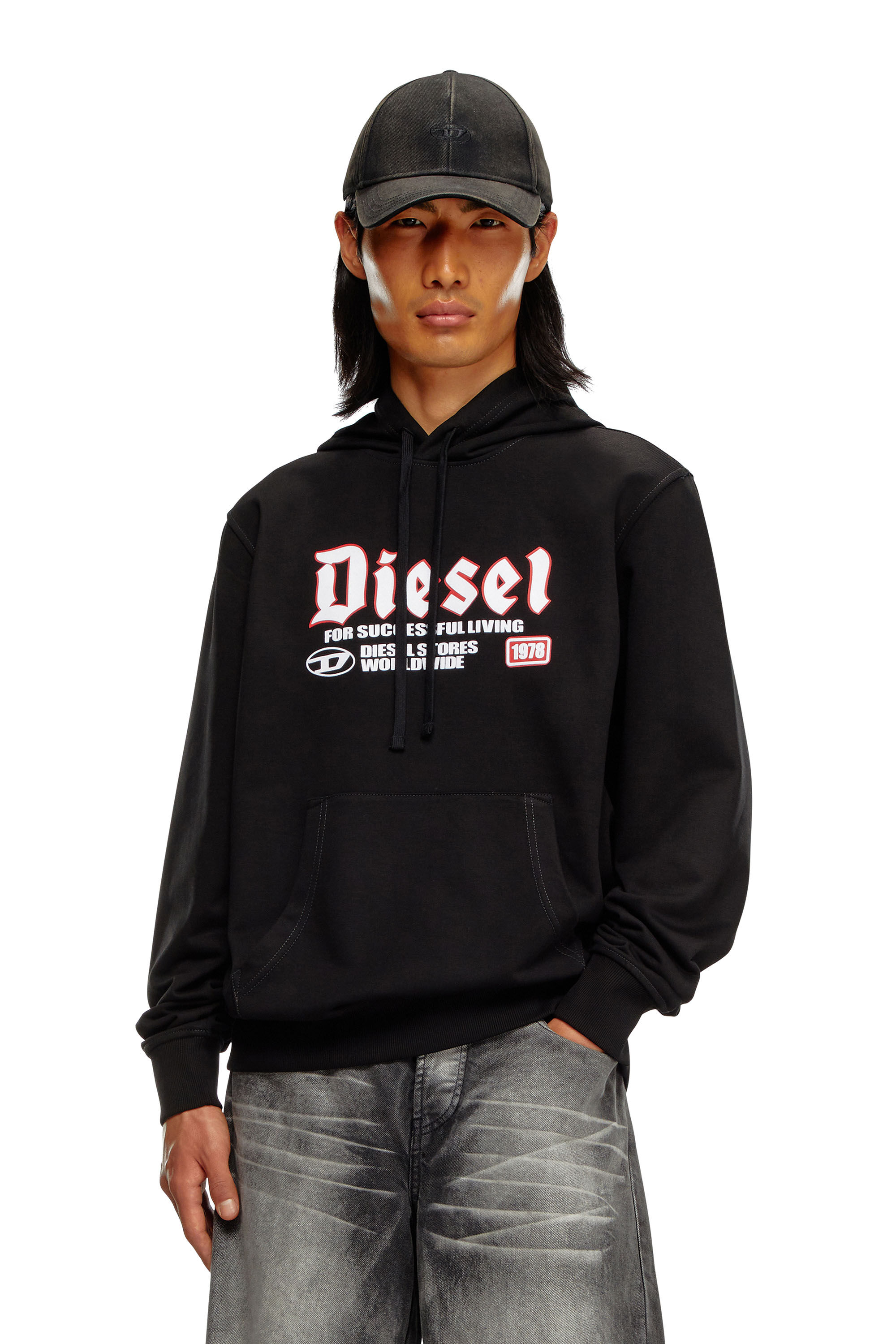 Diesel - S-GINN-HOOD-K45, Man's Hoodie with flocked logo in Black - 3