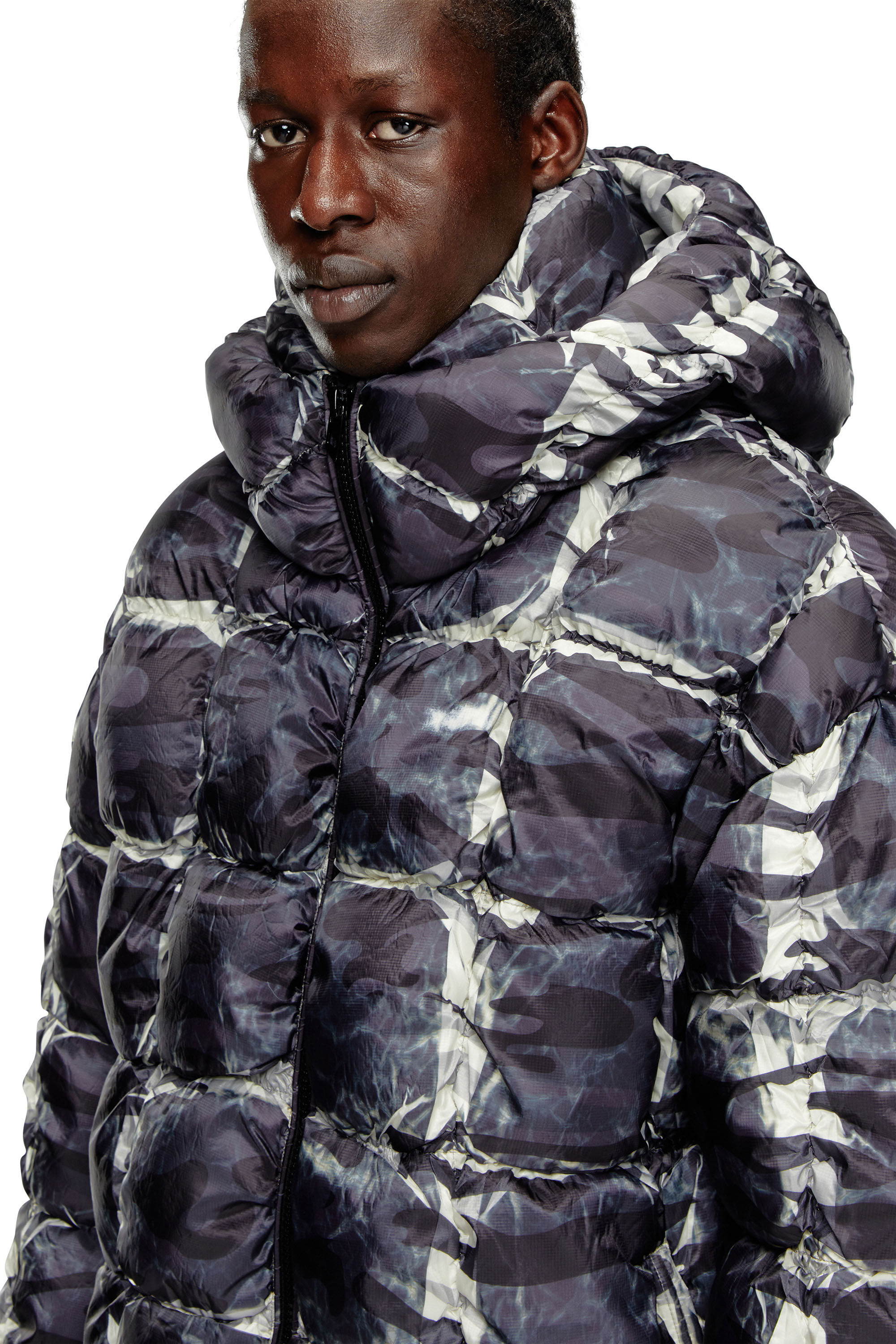 Grey hooded puffer on sale