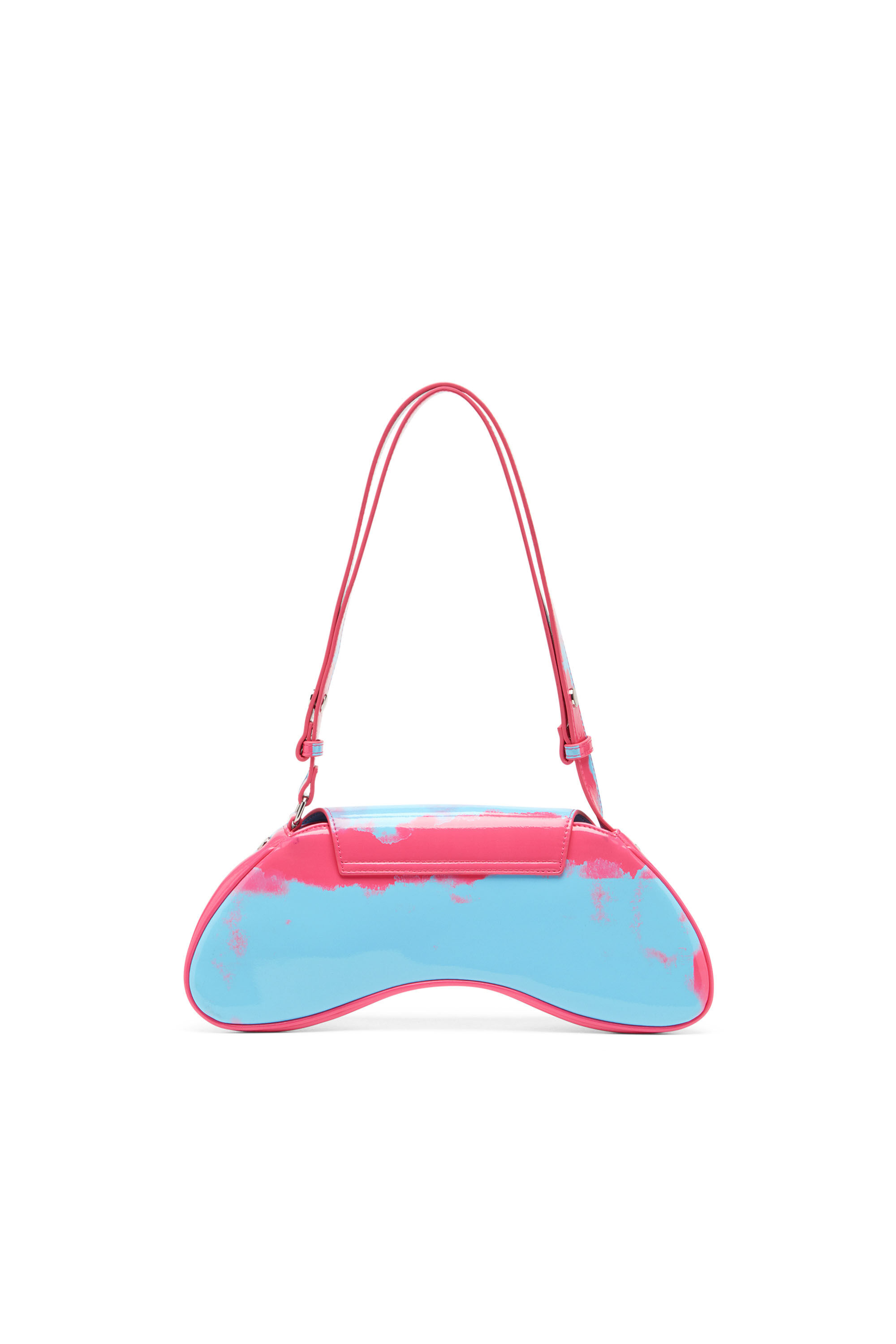 Diesel - PLAY CROSSBODY, Woman's Play-Shoulder bag in printed glossy PU in Pink/Blue - 3