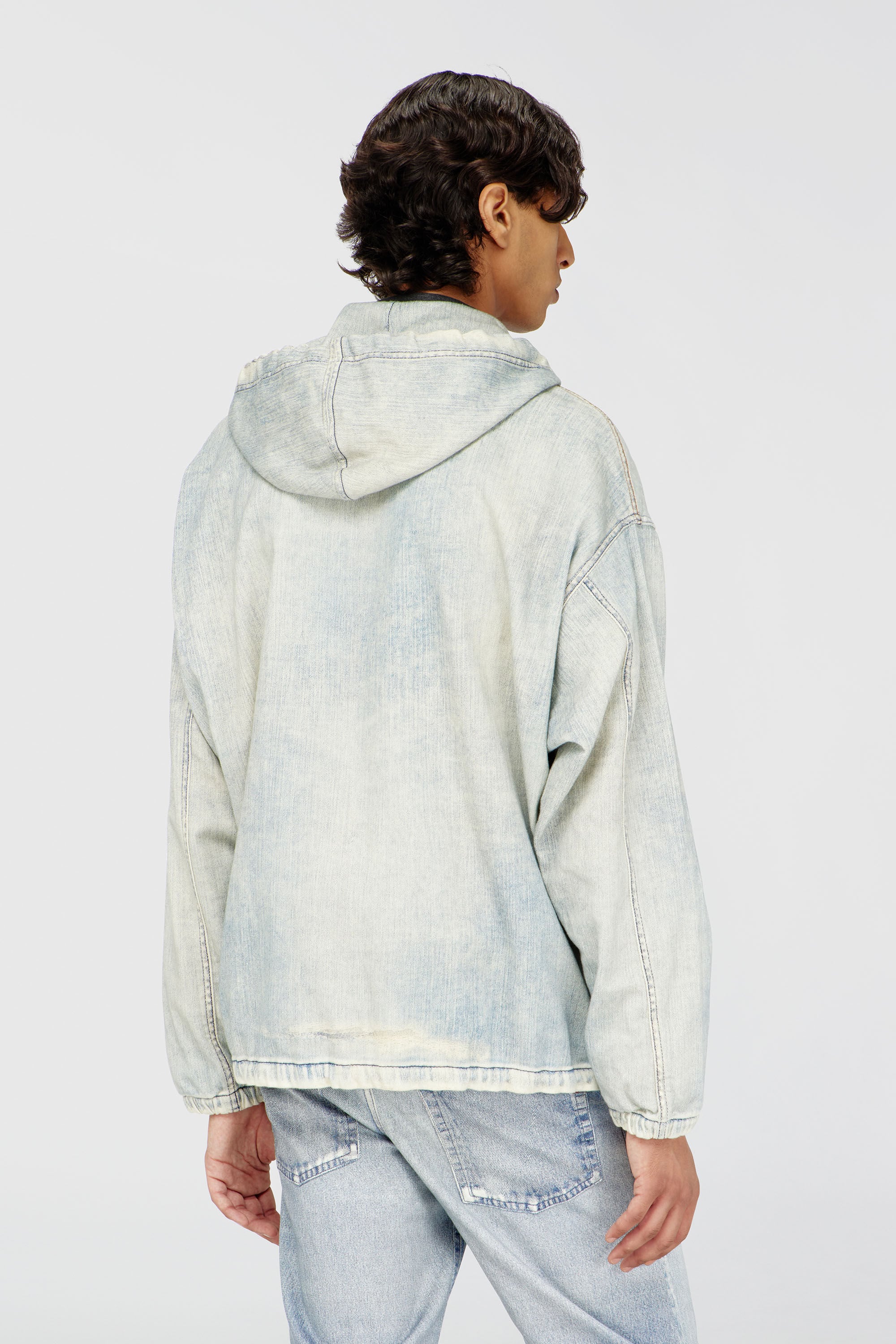 Diesel - D-WYNNY JOGG, Man's Hooded JoggJeans jacket with trompe l&rsquo;oeil in Light Blue - 4