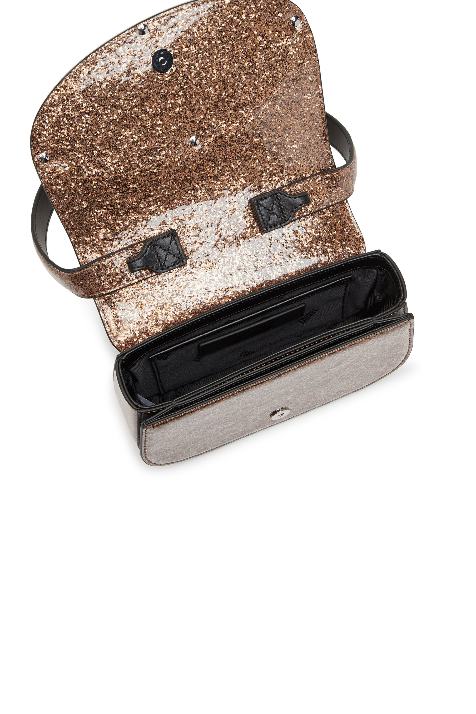 Diesel - 1DR, Woman's 1DR-Iconic shoulder bag with macro glitter in Bronze - 5