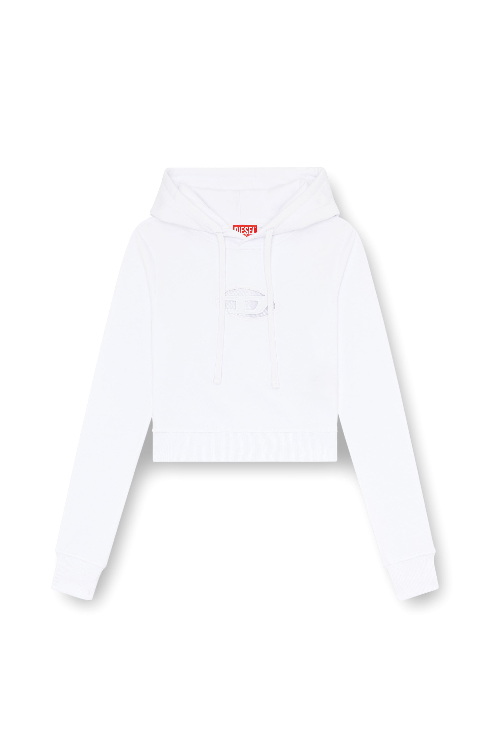 Diesel - F-SLIMMY-HOOD-OD, Woman's Hoodie with cut-out Oval D Logo in White - 2