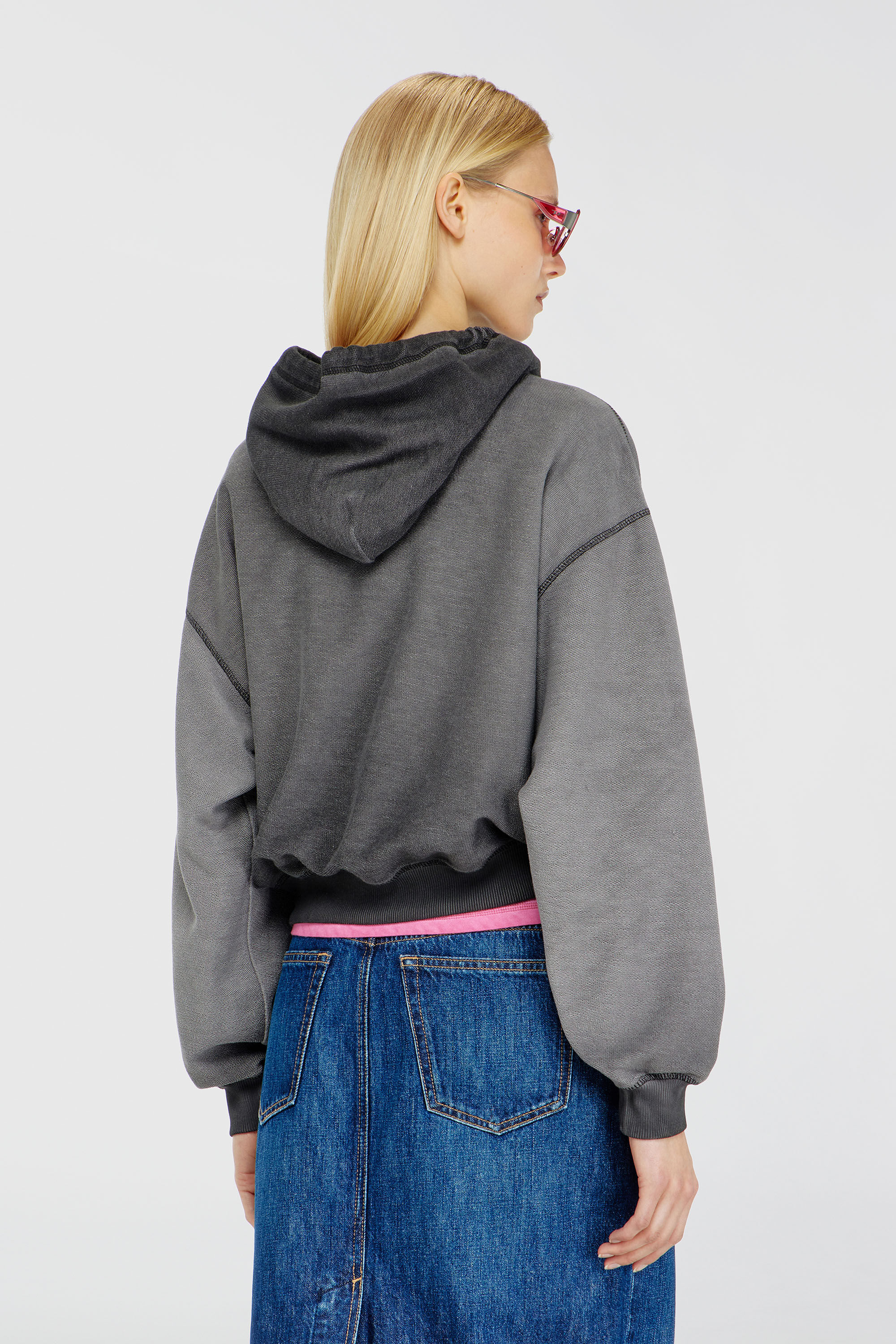 Diesel - F-SUNNY-HOOD, Woman's Hoodie with d&eacute;vor&eacute; print in Grey - 4