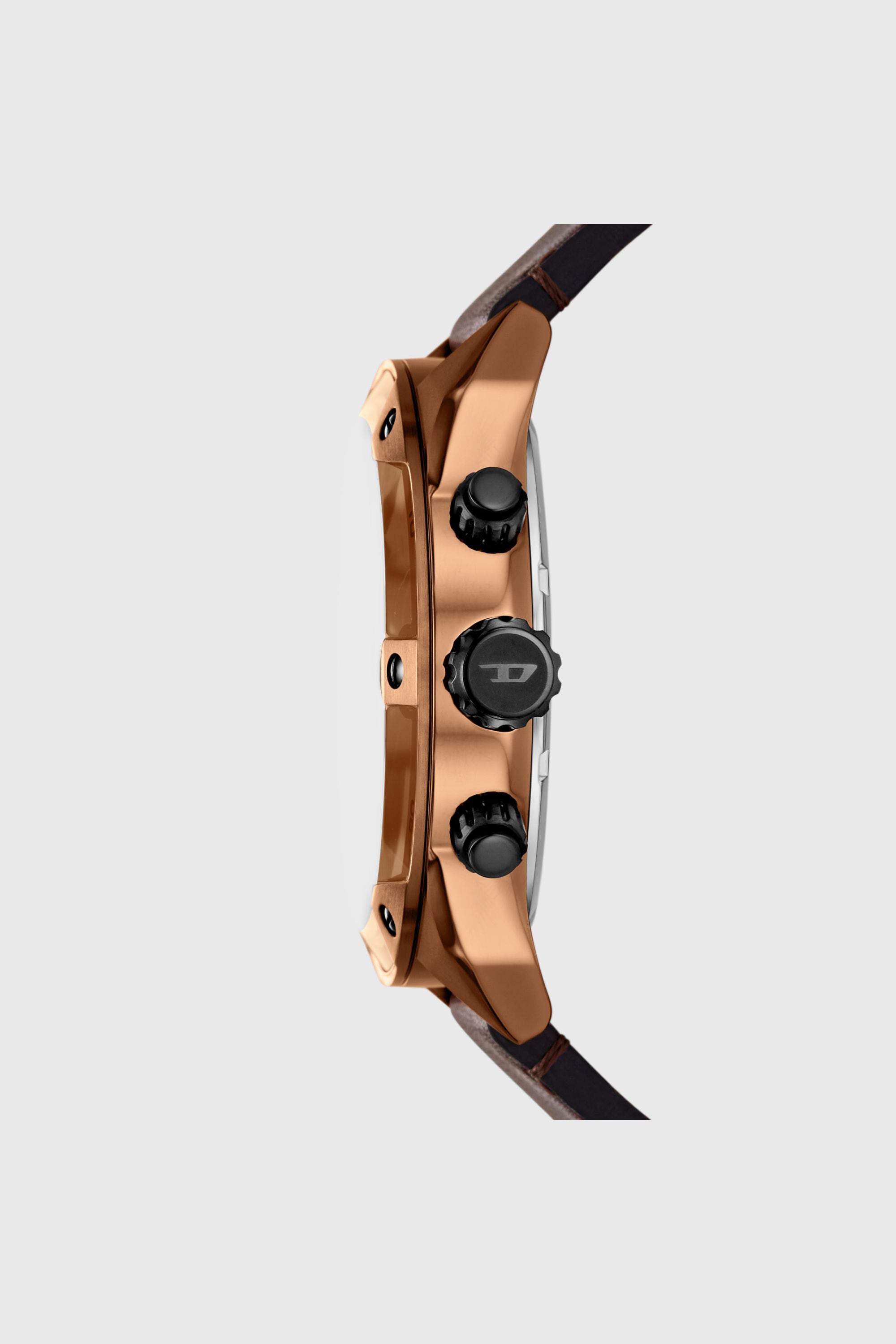Diesel - DZ4698 WATCH, Man's Spiked brown leather watch in Brown - 3