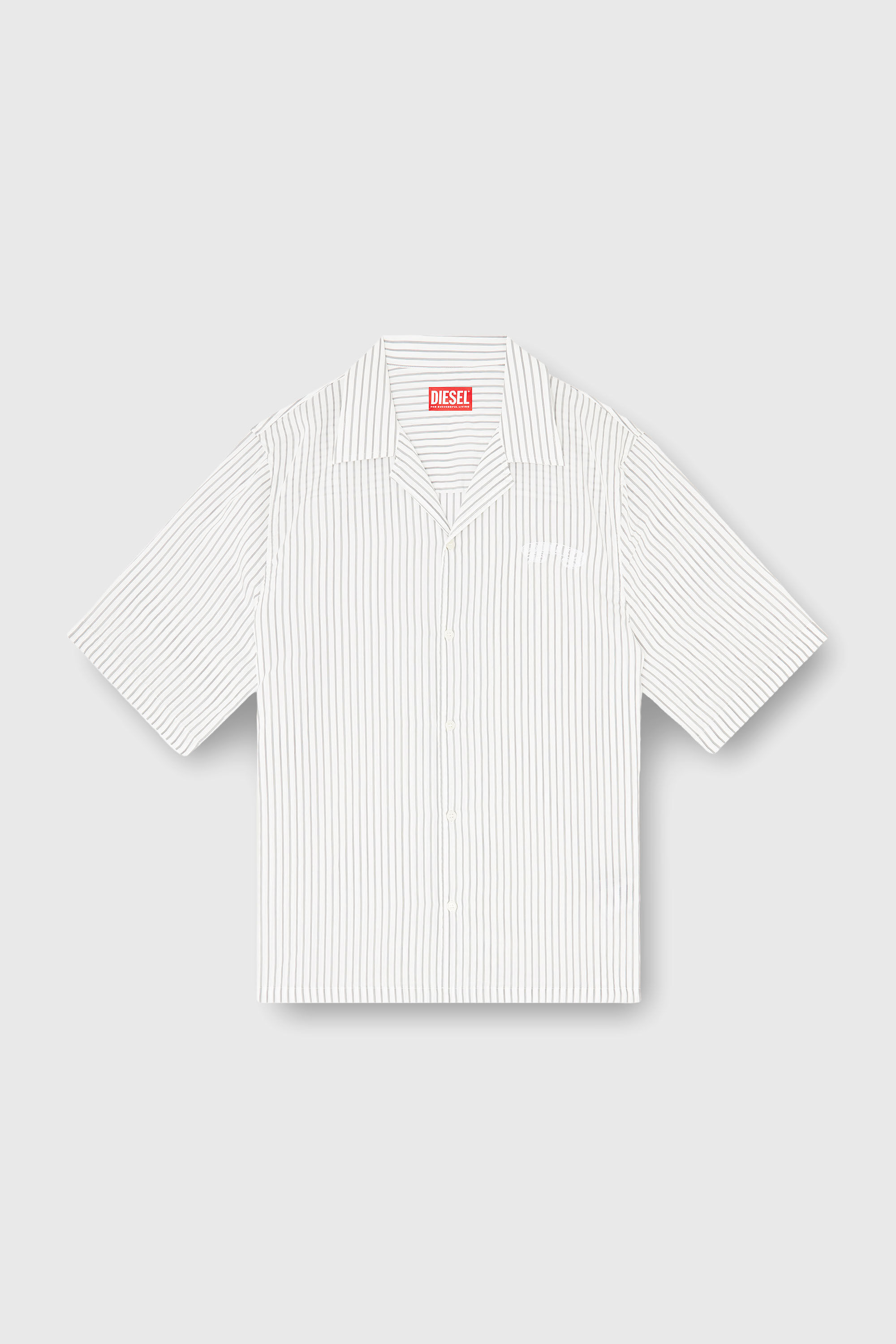 Diesel - S-MAC-EFBV, Man's Half-sleeve shirt in pinstripe modal in White/Grey - 2