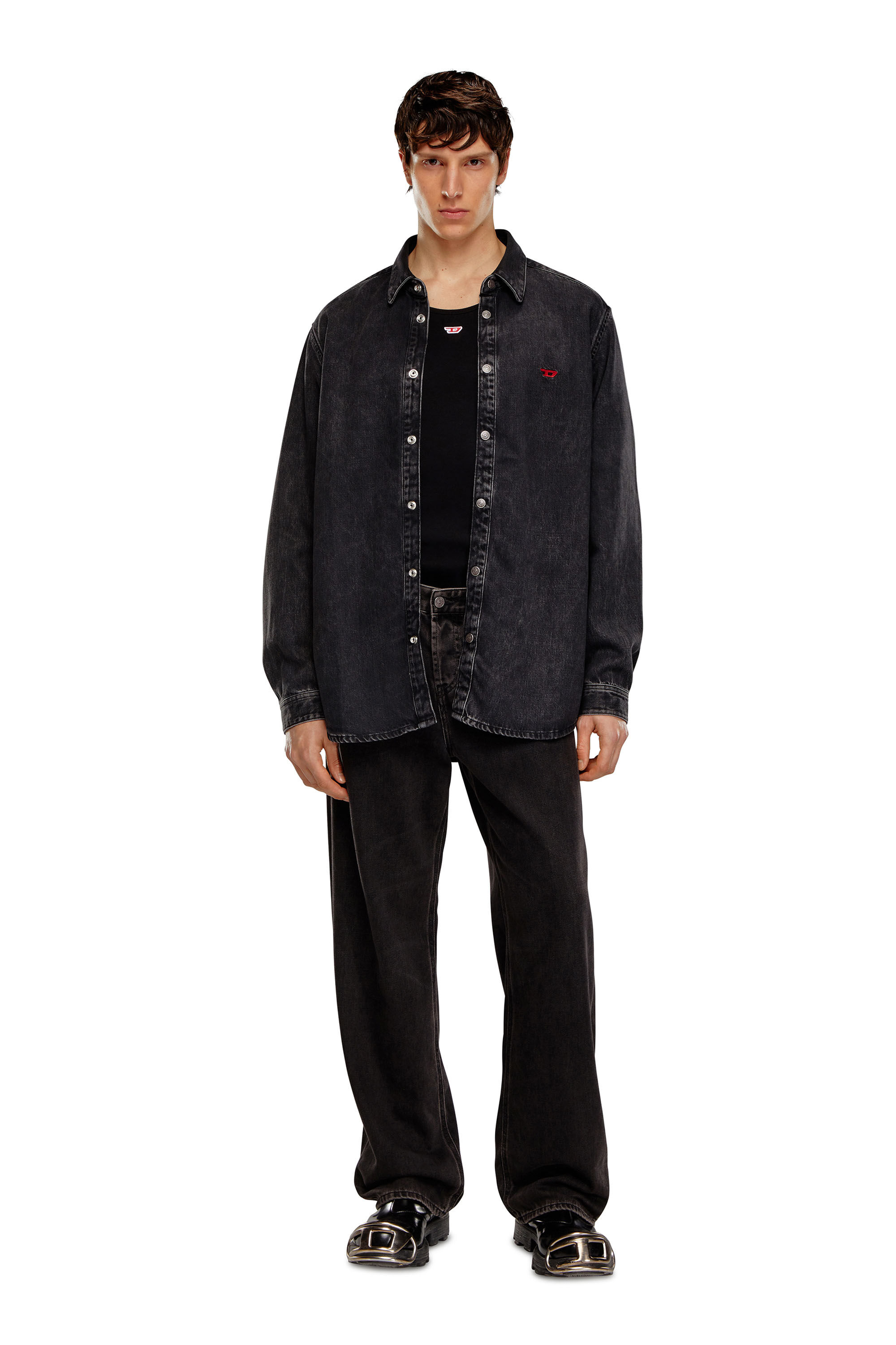 Diesel - D-SIMPLY, Man's Shirt in Tencel denim in Black - 1