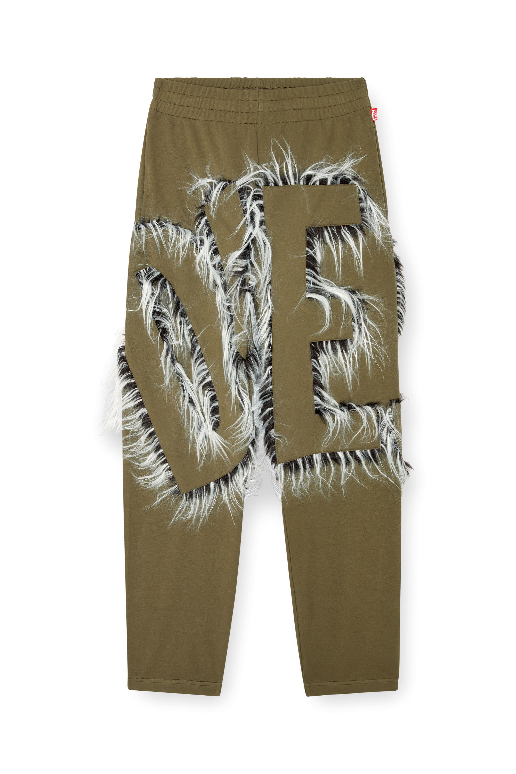 Diesel - P-BIMY-FUR, Man's Track pants with hairy-trim logo in Military Green - 2