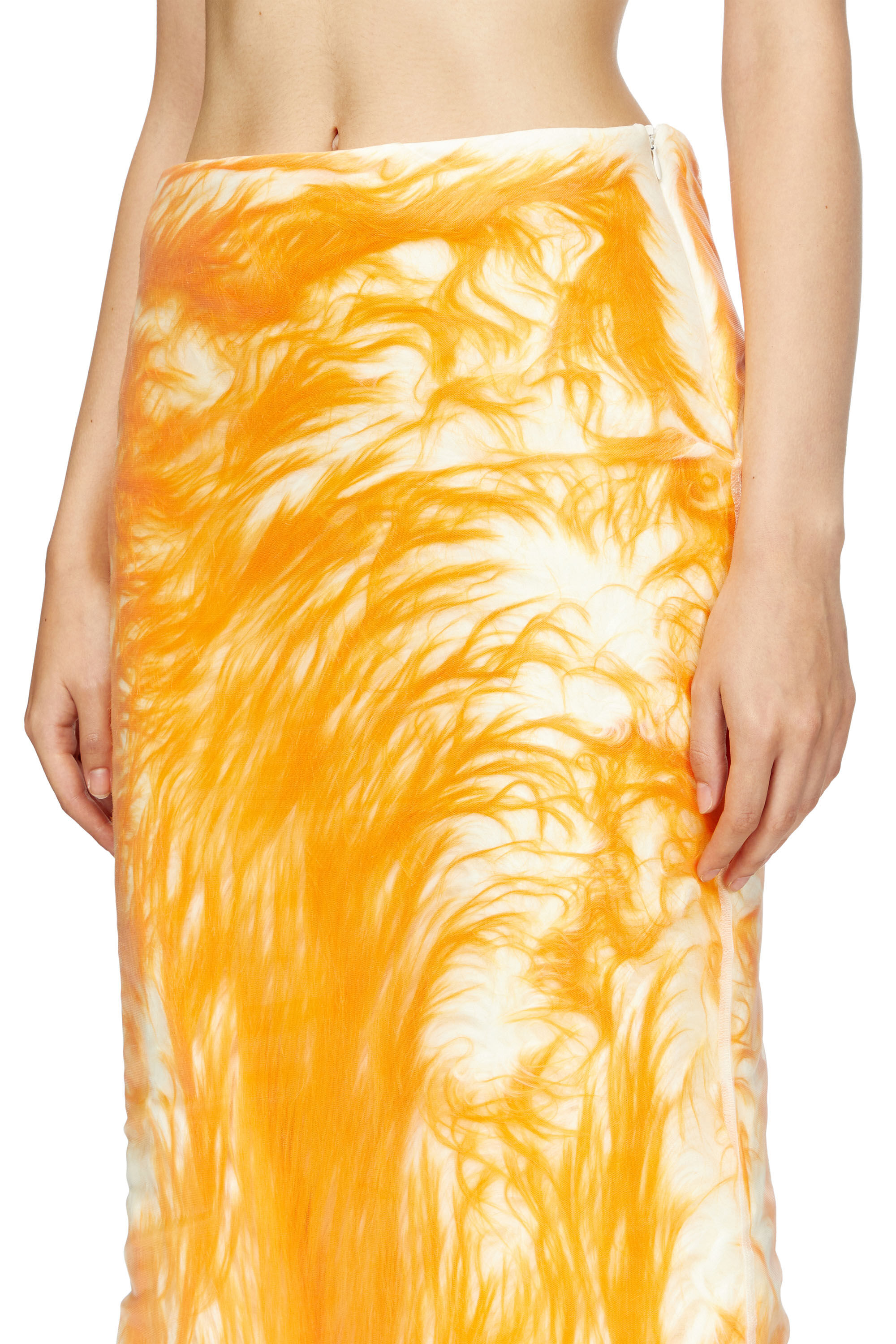 Diesel - O-TALU, Woman's Fluffy pencil skirt with tulle overlay in Orange - 5