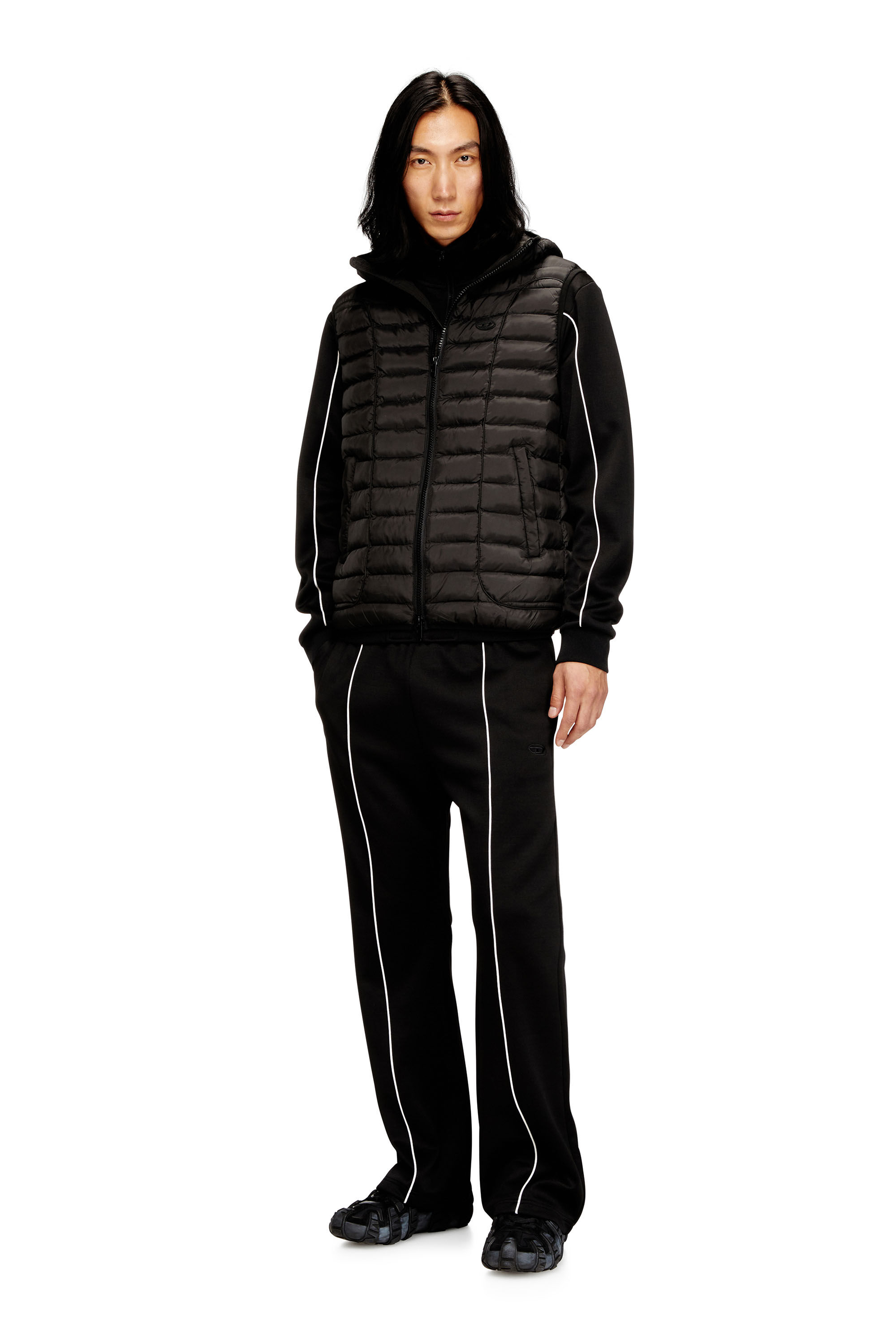 Men's Hooded puffer vest in light nylon | Black | Diesel