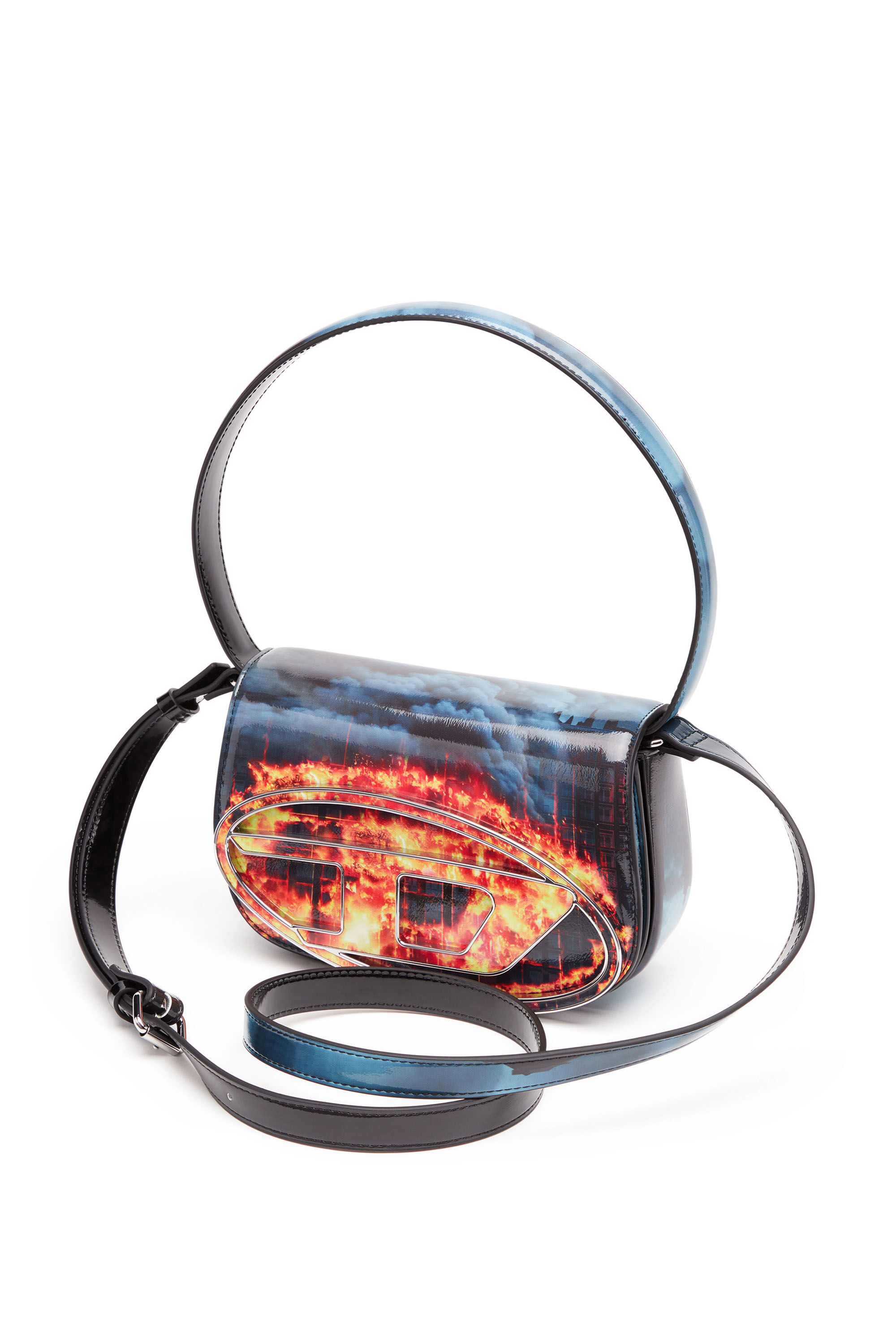 Diesel - 1DR, Woman 1DR-Iconic shoulder bag with fire print in Multicolor - Image 2
