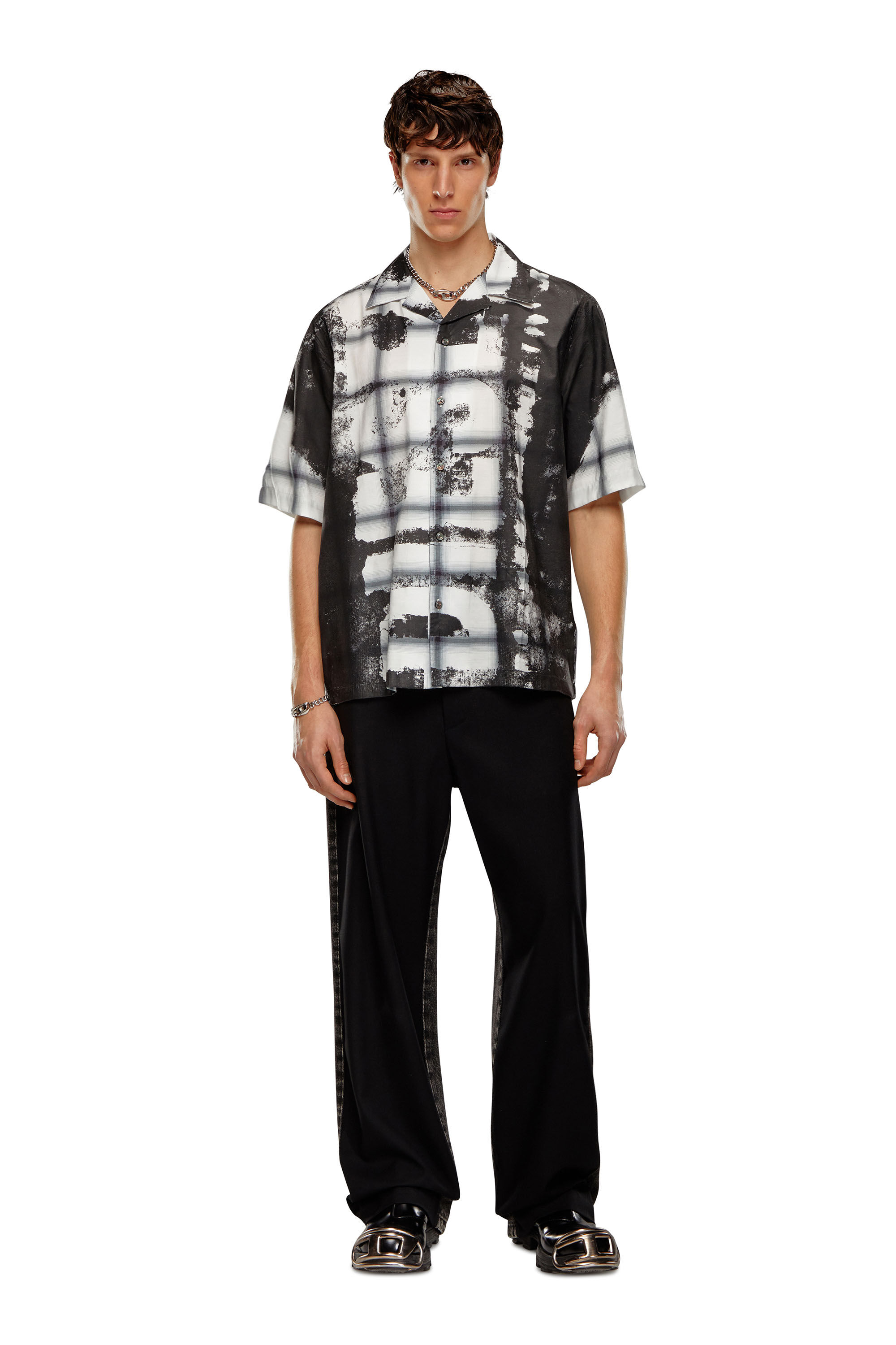 Diesel - S-NABIL, Man Check bowling shirt with fading logo in Multicolor - Image 1