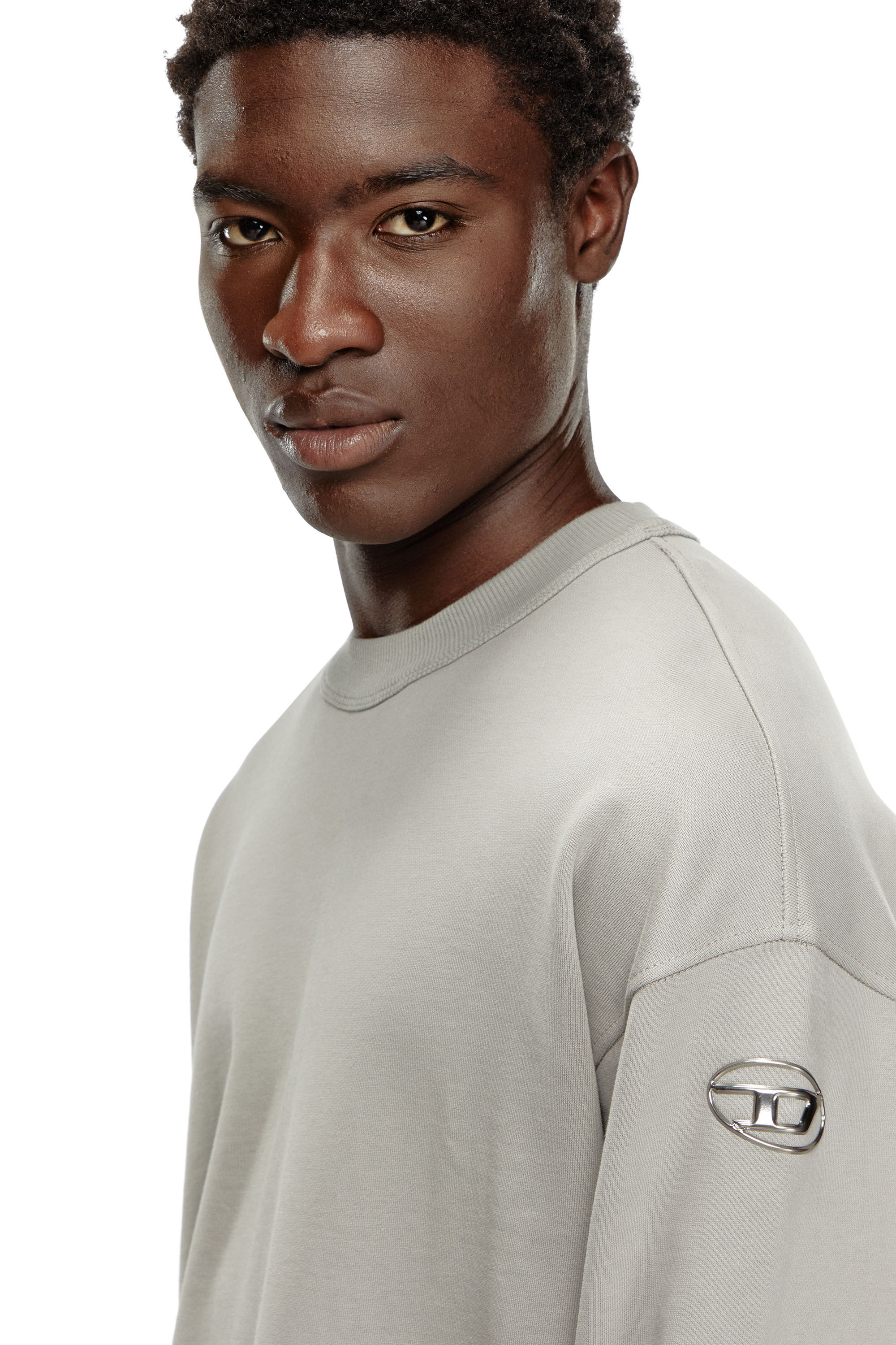 Men's Oversized sweatshirt with metallic logo | Grey | Diesel