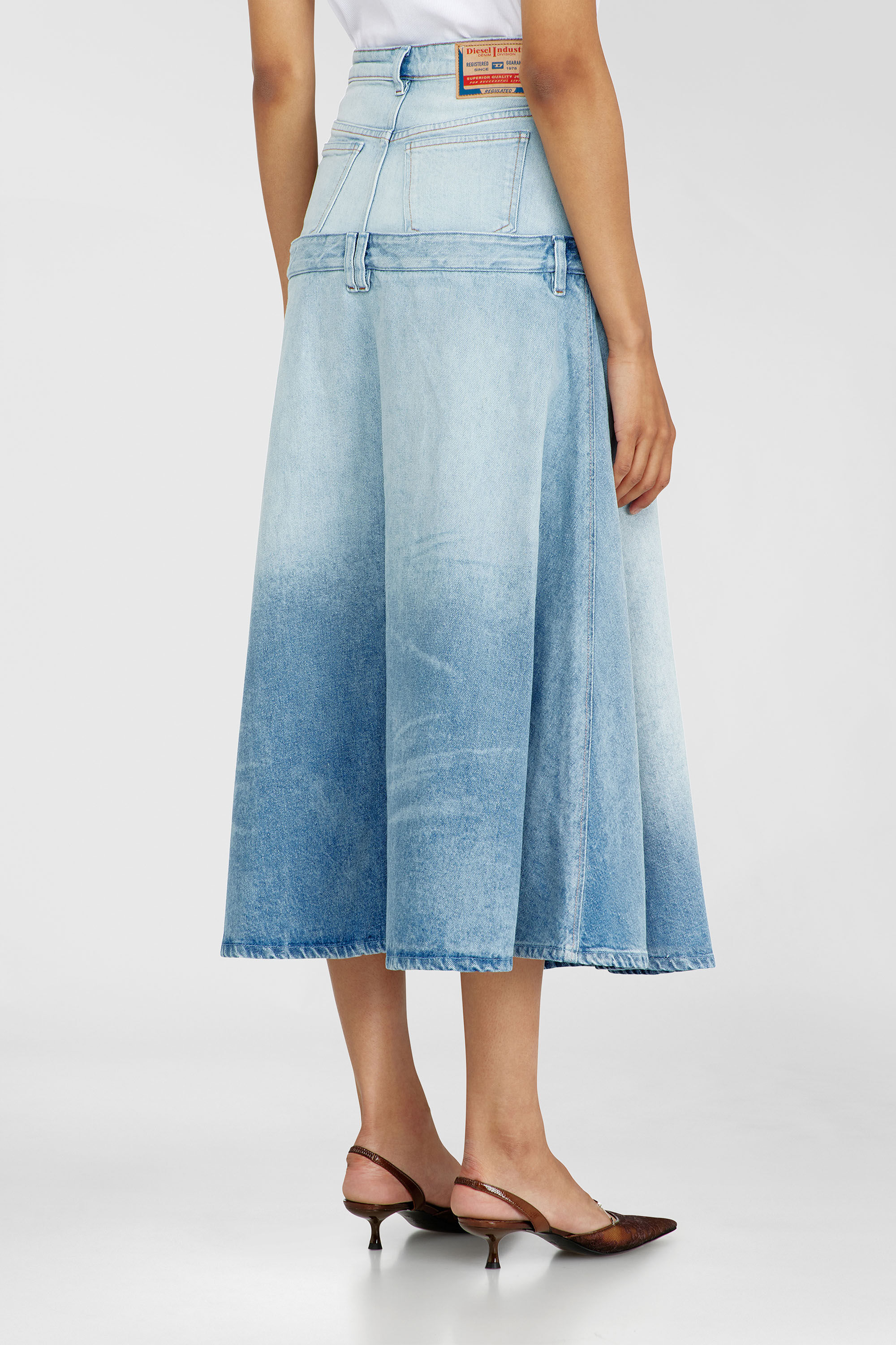 Diesel - DE-VORYA-S, Woman's Denim skirt with layered design in Light Blue - 4