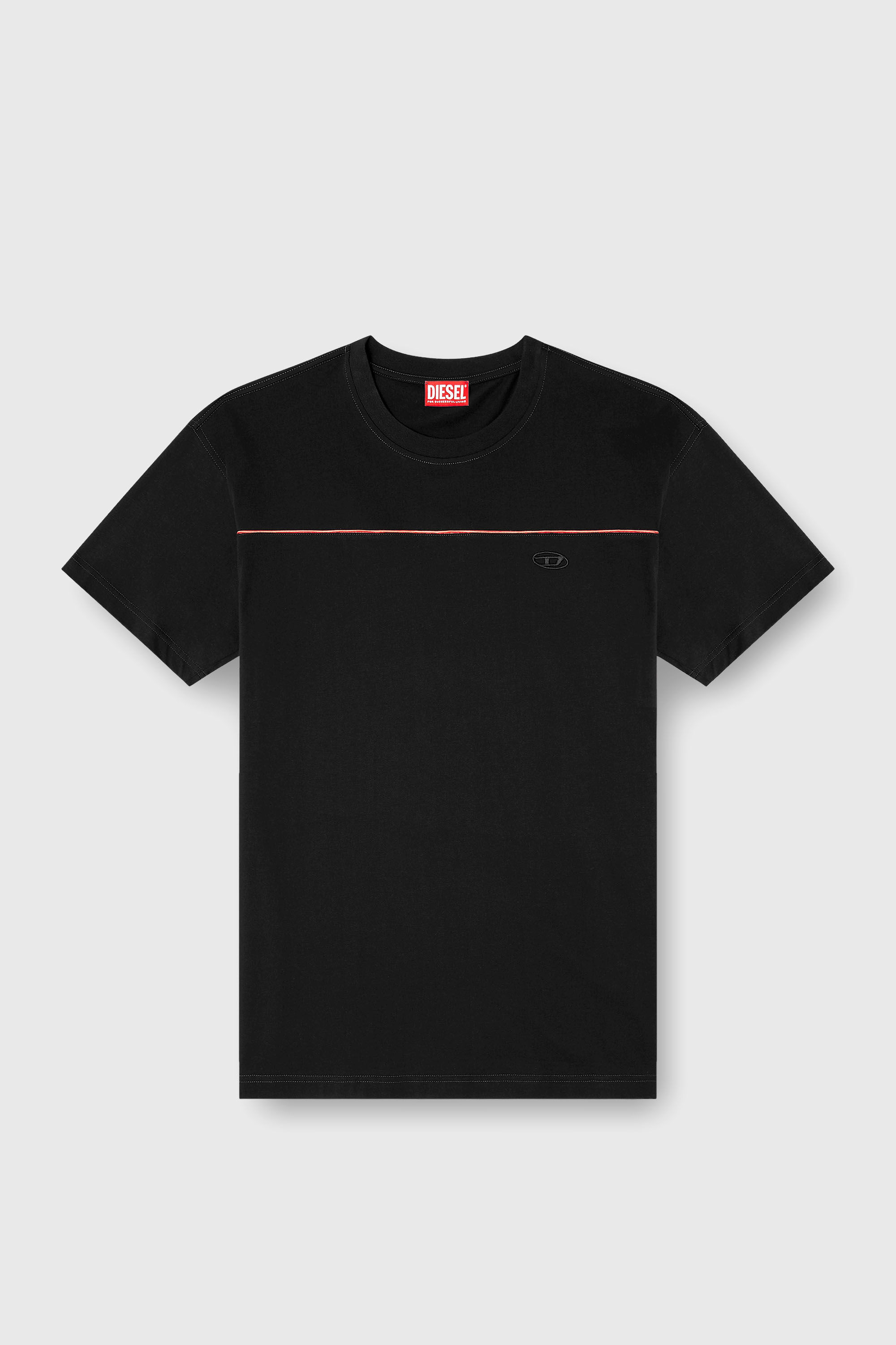 Diesel - T-NORM-PIPING, Man's T-shirt with contrast piping in Black - 2