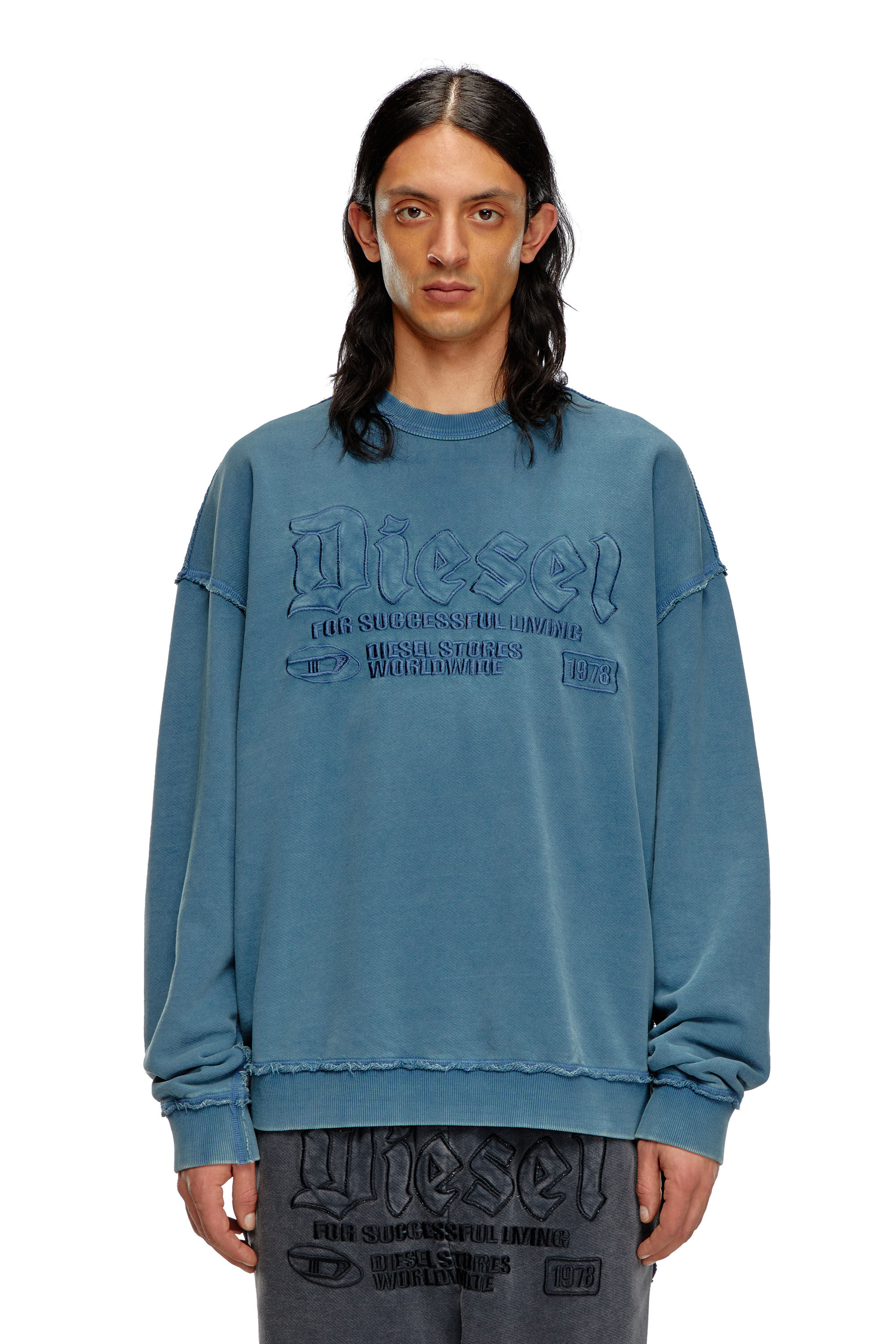 Diesel - S-BOXT-RAW, Man's Sweatshirt with logo embroidery in Blue - 5