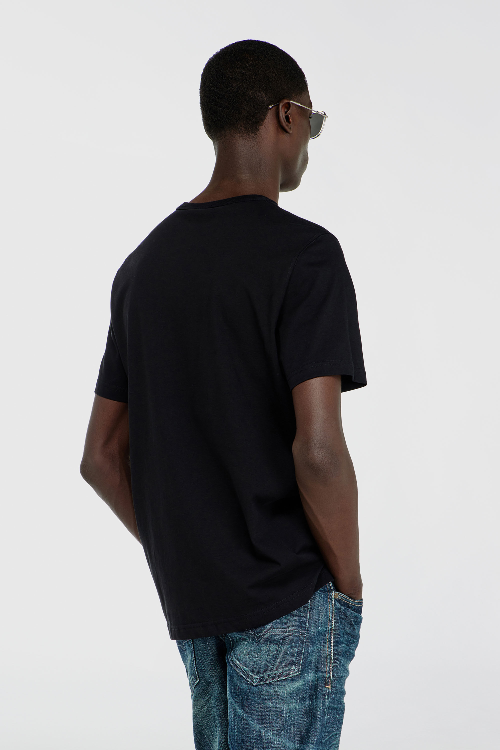 Diesel - T-ADJUST-OD, Man's T-shirt with metallic Oval D in Black - 4