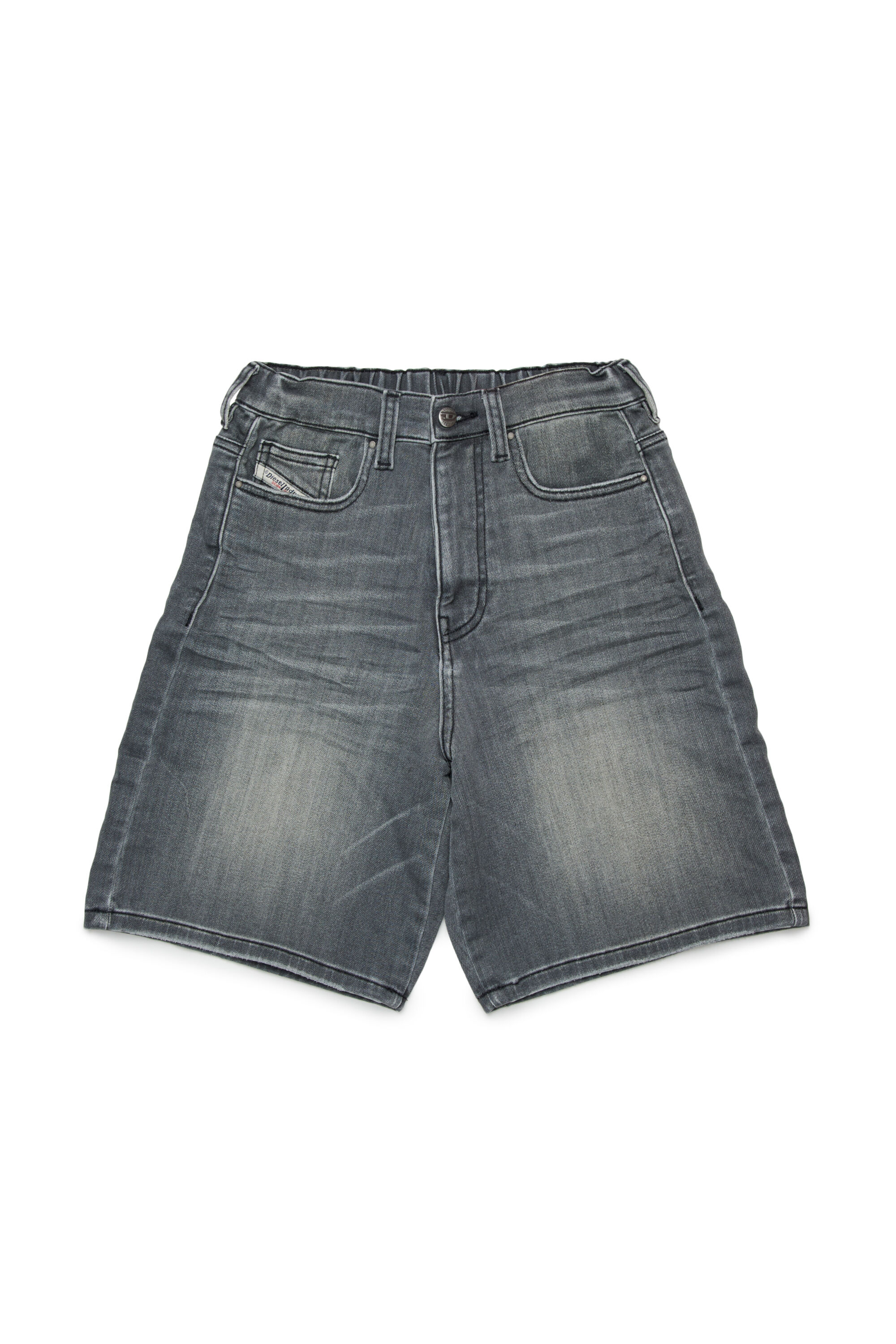 Diesel - PROXI JJJ, Man's JoggJeans shorts with lived-in wash in Black/Dark grey - 1