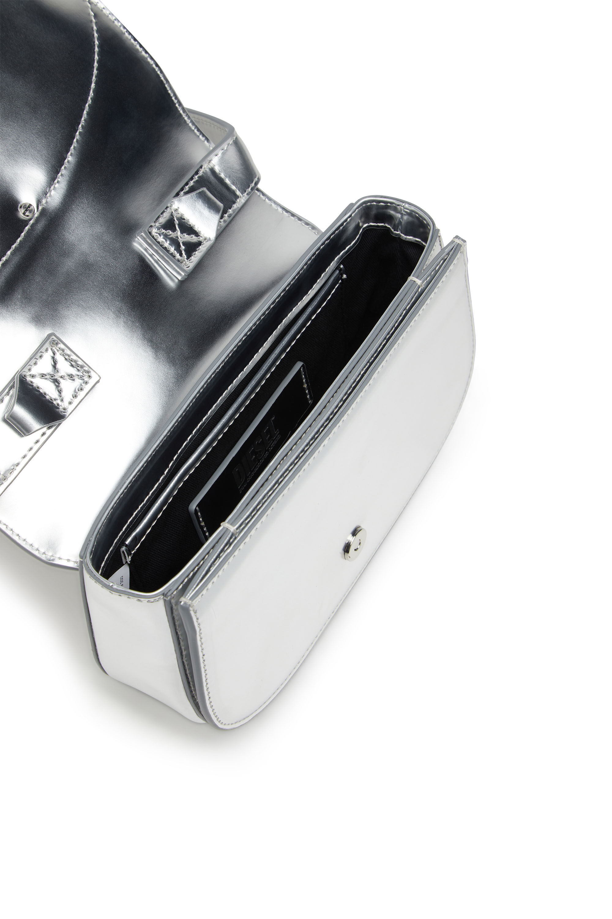 Women's 1DR-Iconic shoulder bag in mirrored leather | Silver | Diesel Women's 1DR-Iconic shoulder bag in mirrored leather | Silver | Diesel