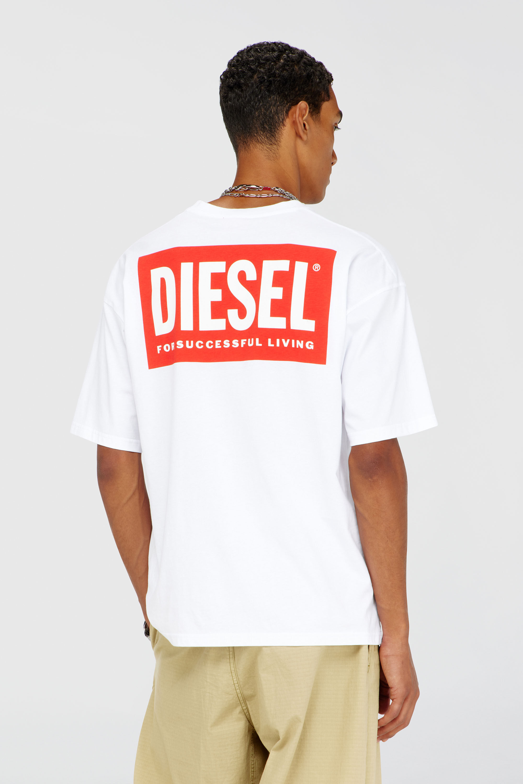 Diesel - T-BOXT-BISK, Man's Cotton T-shirt with Diesel Biscotto print in White - 4