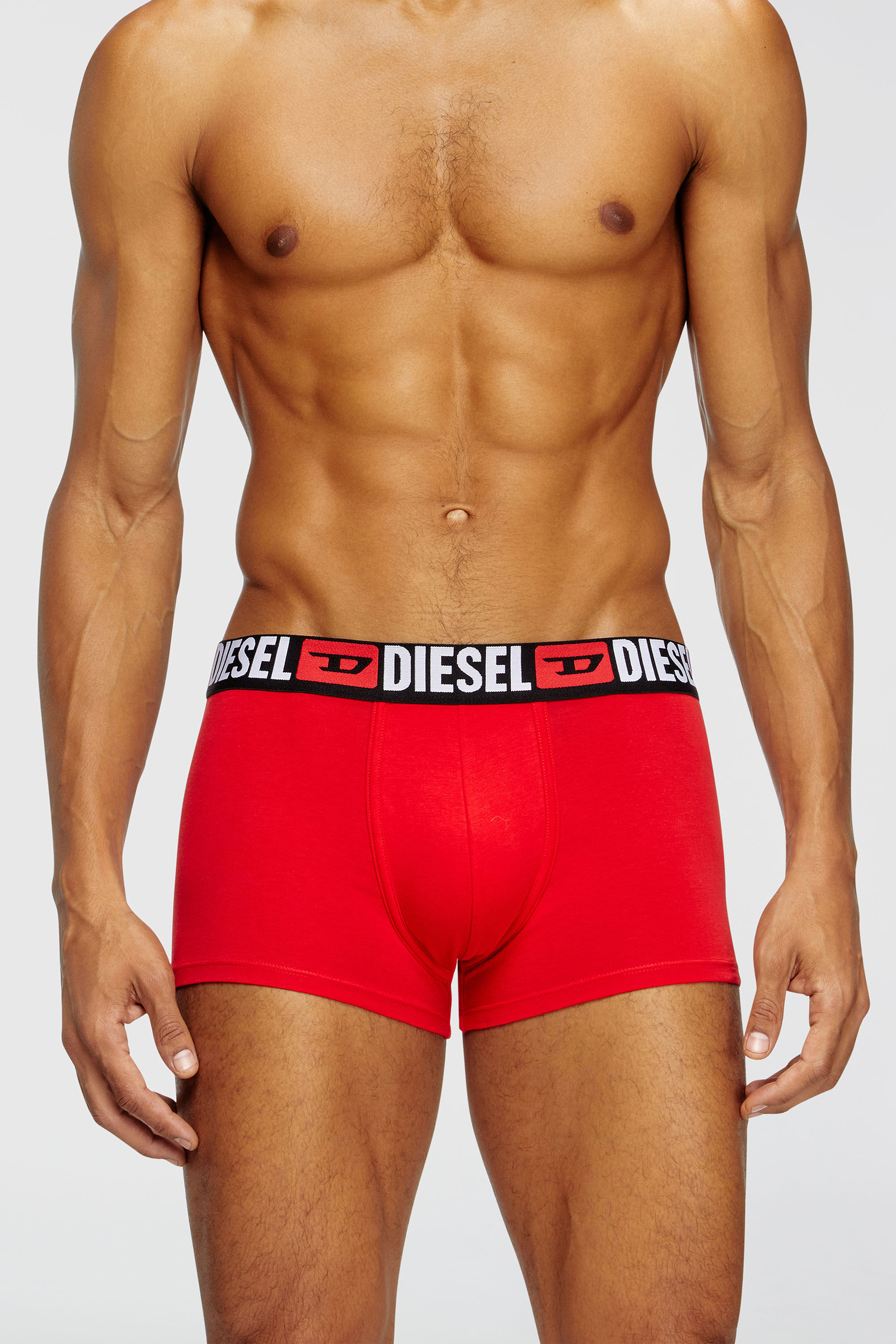 Diesel - UMBX-DAMIENTHREEPACK, Man's Three-pack of all-over logo waist boxers in Red/Grey - 3