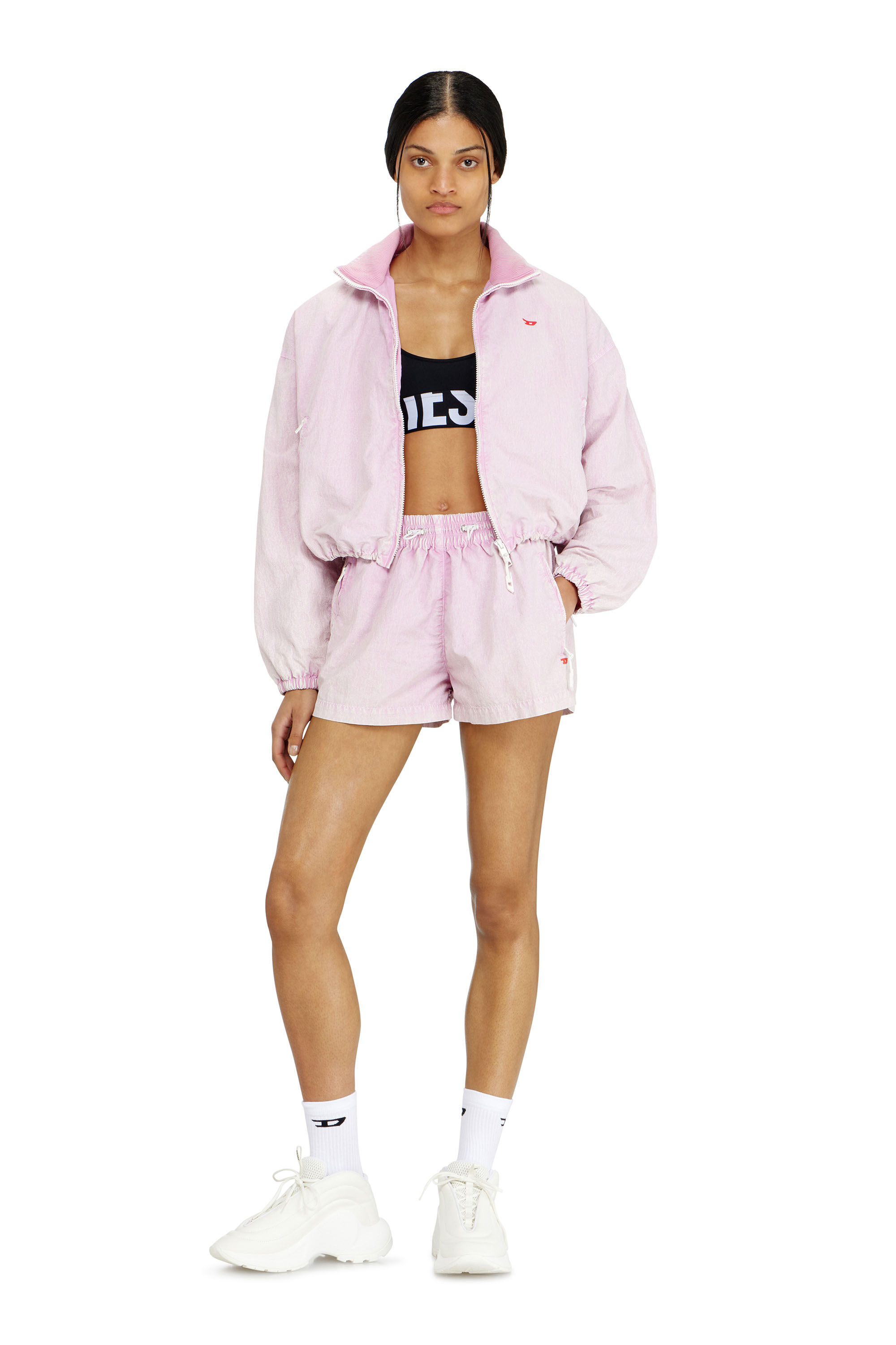 Diesel - ALLISON-D-POP, Woman's Microfibre sports bra with cut-off logo in Black - 6