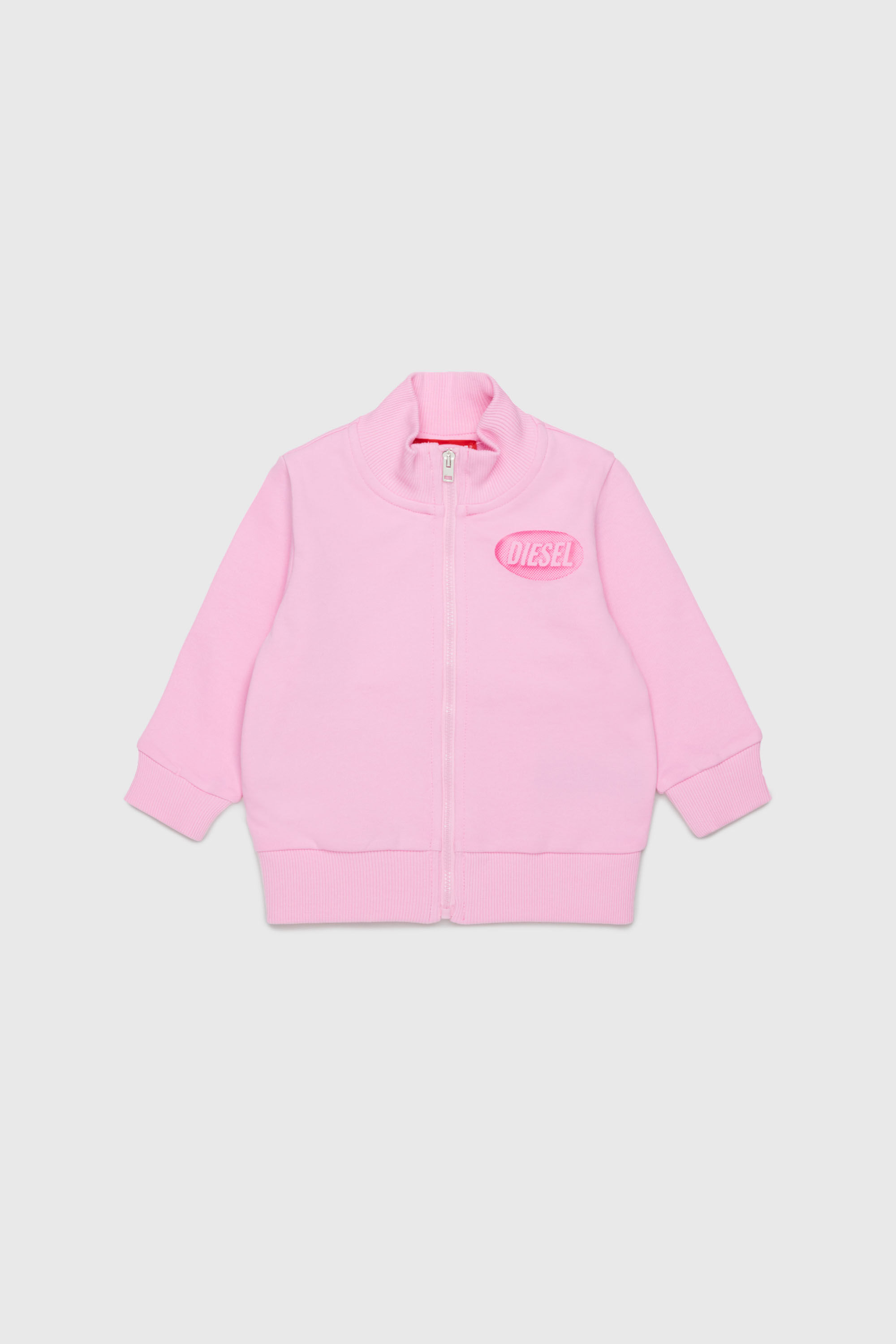 Diesel - SDSELZIPB, Unisex's Zip-up sweatshirt with logo print in Pink - 1