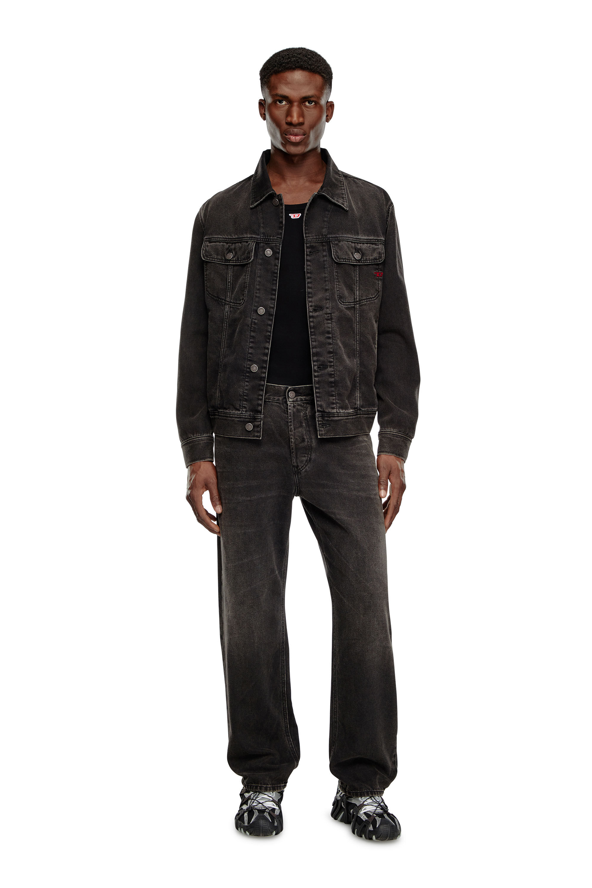 Diesel - D-BARCY, Man Regular-fit trucker jacket in Black - Image 1