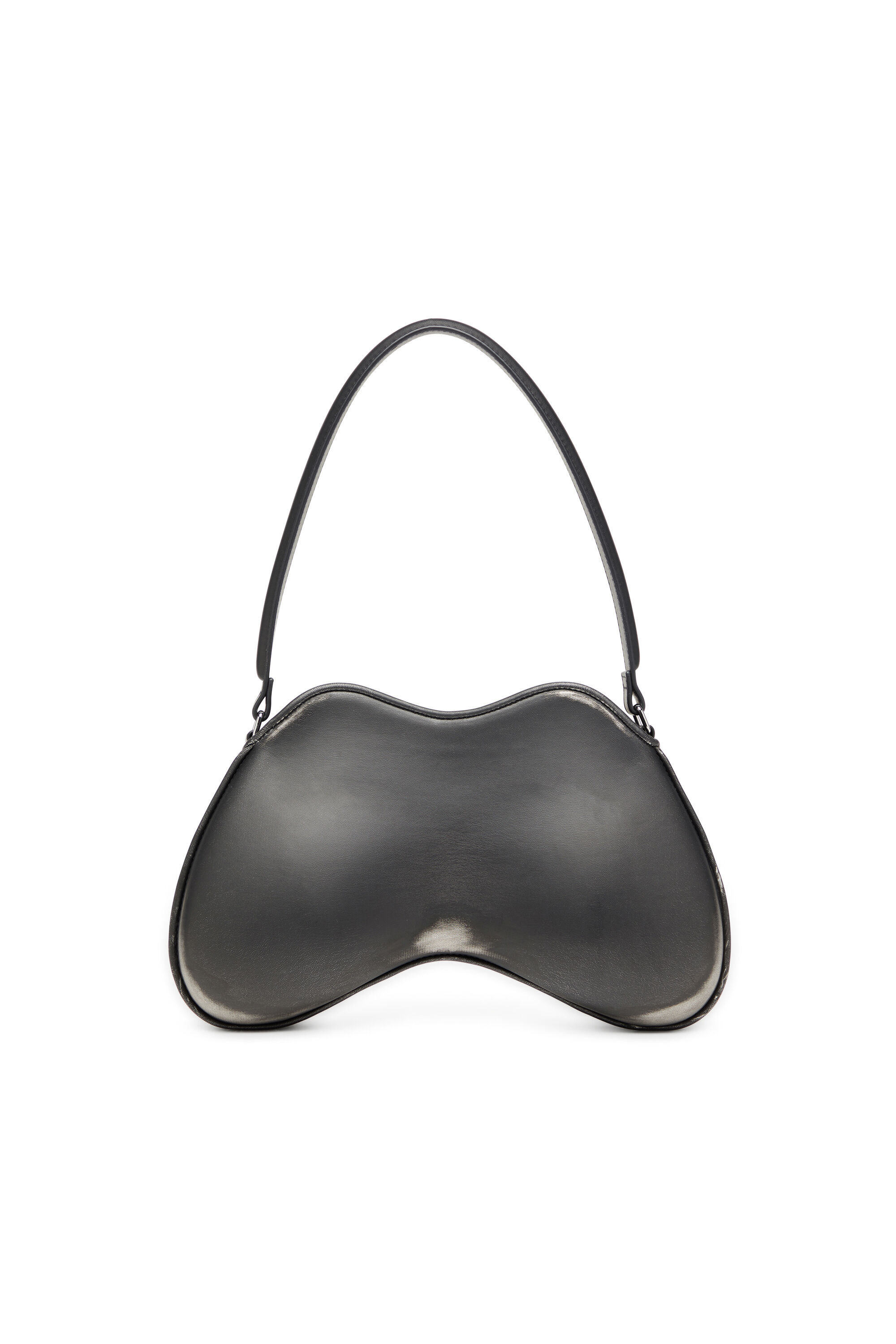 Diesel - DOUBLE-D SHOULDER, Woman's Double-D-Rigid shoulder bag in brushed PU in Black/Silver - 3