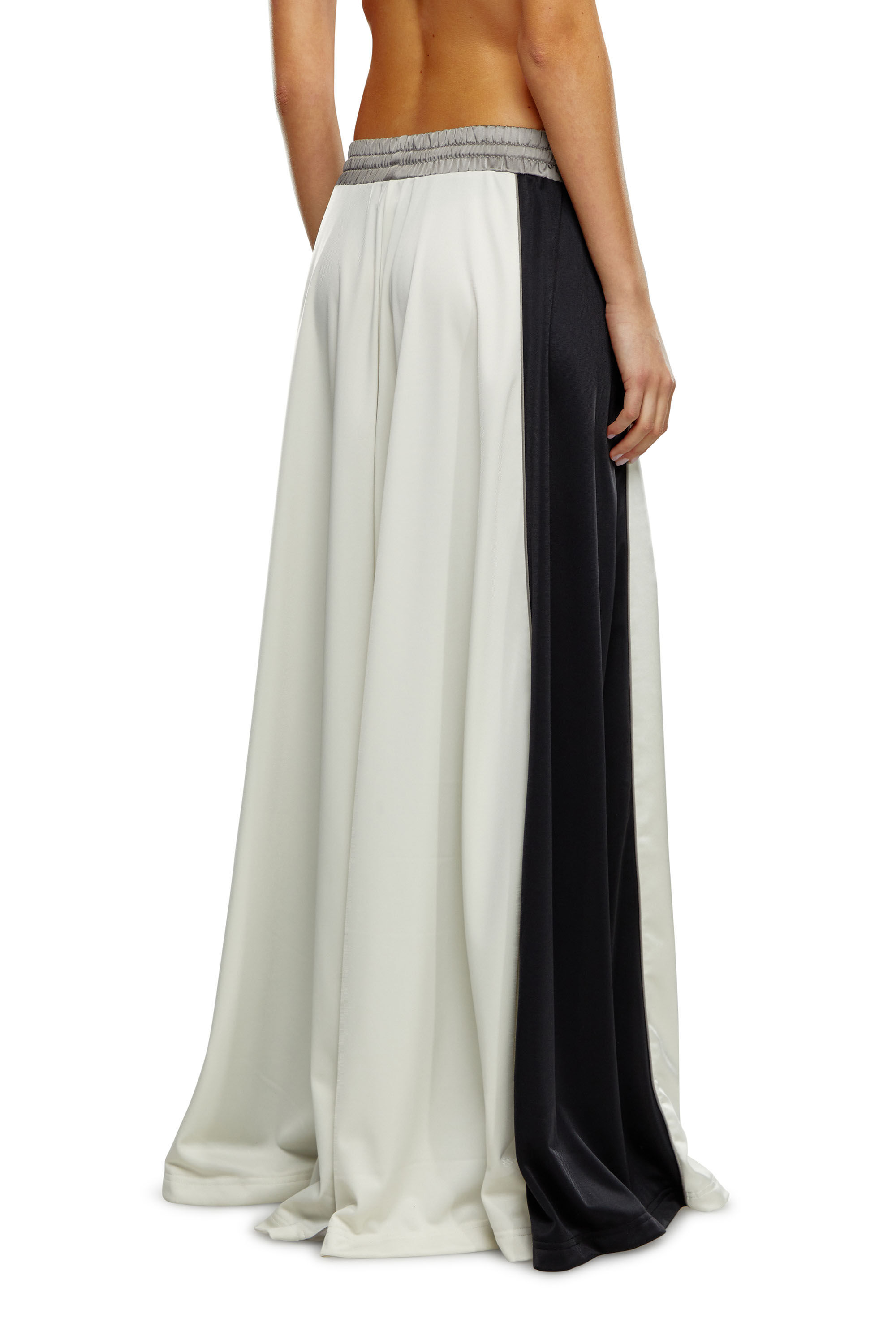 Diesel - P-WILD, Woman's Palazzo pants in satin and double knit in Black/White - 3