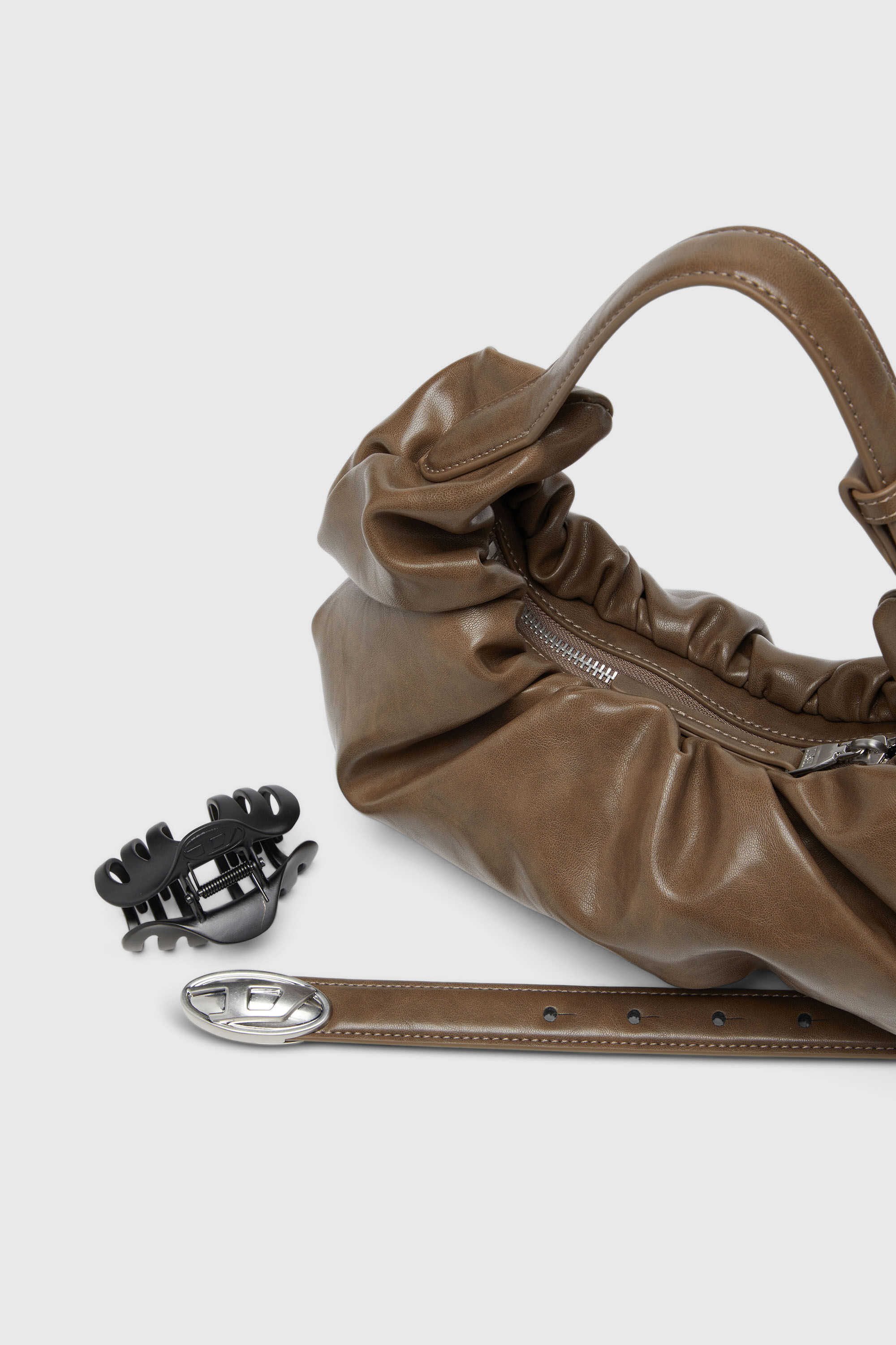 Diesel - GRAB-D HOBO S, Woman's Grab-D-Small scruched hobo bag in Brown - 5