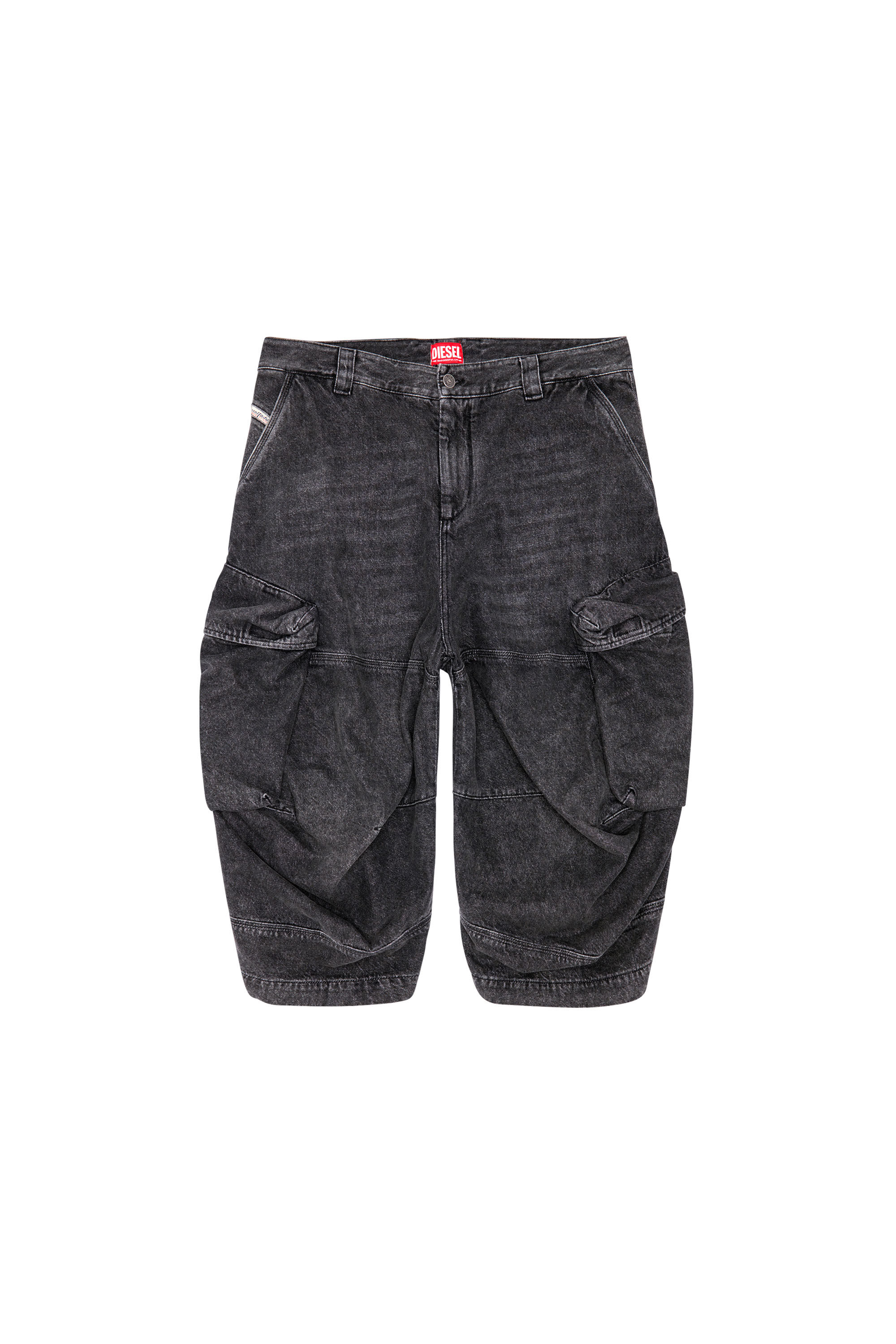 Diesel - D-ARNE-SHORT-S, Man's Long shorts in denim with cargo pockets in Black - 2