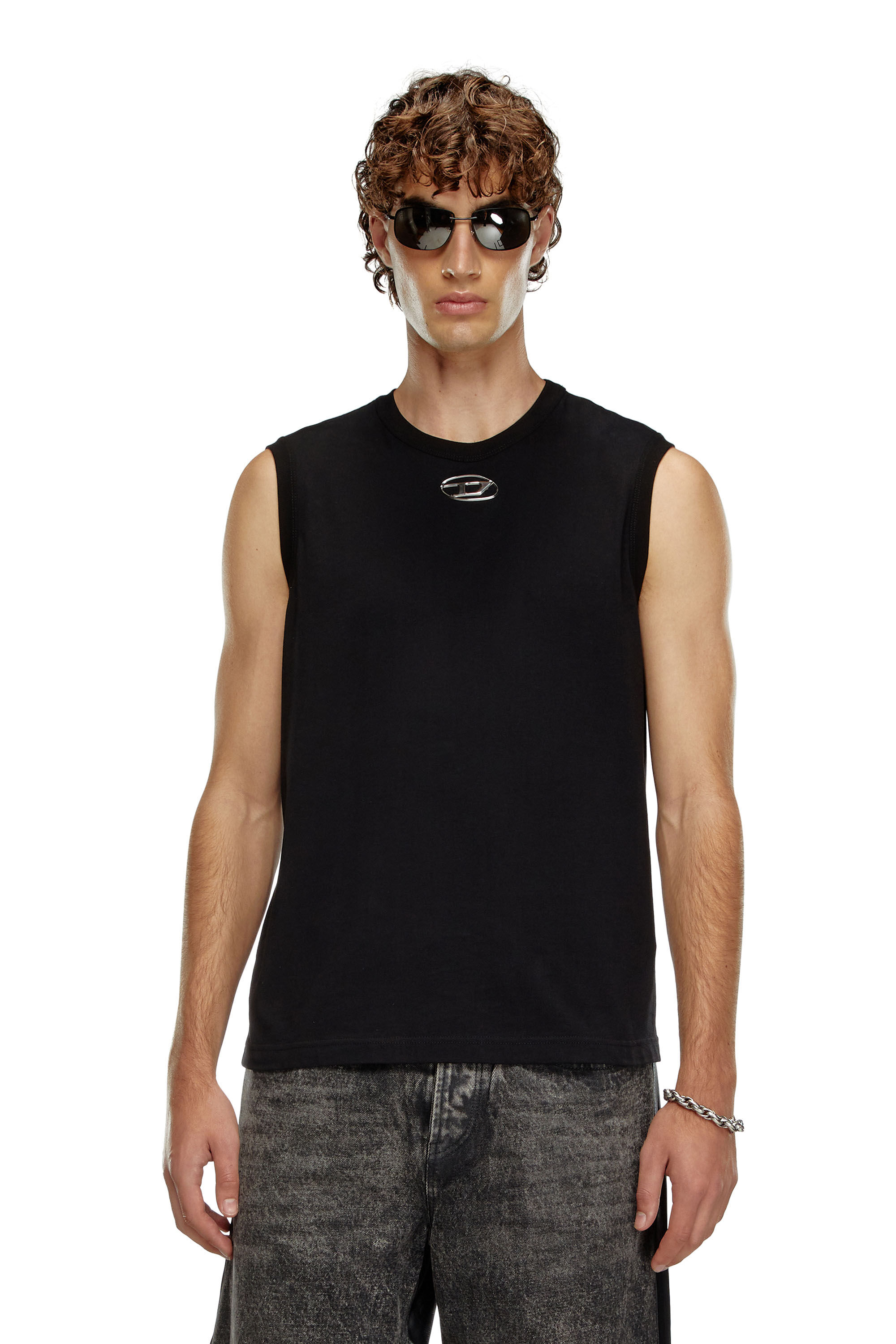 Diesel - T-BISCO-OD, Man's Tank top with injection-moulded Oval D in Black - 3