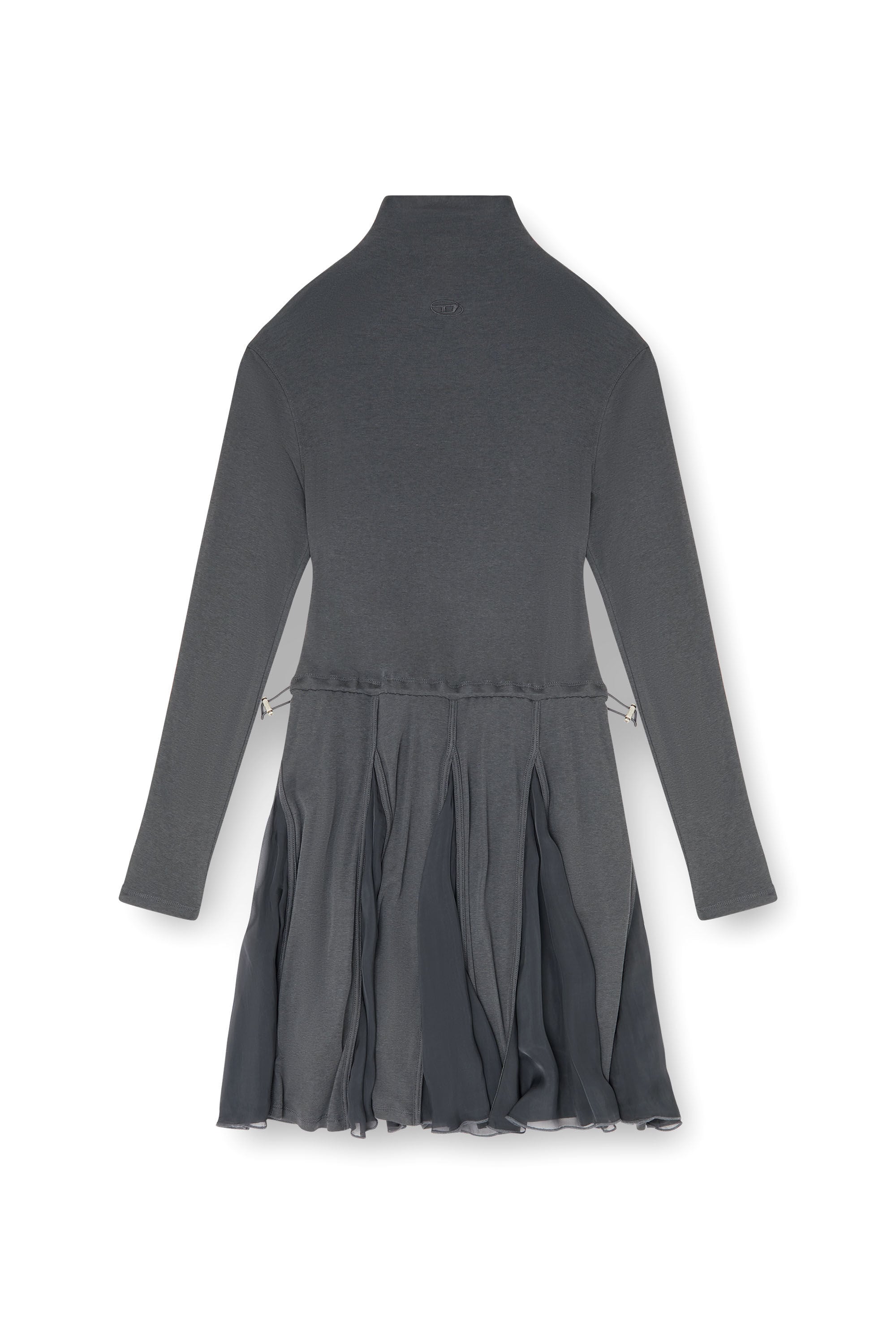 Diesel - D-REI, Woman's Turtleneck mini dress in jersey and chiffon in null - 2