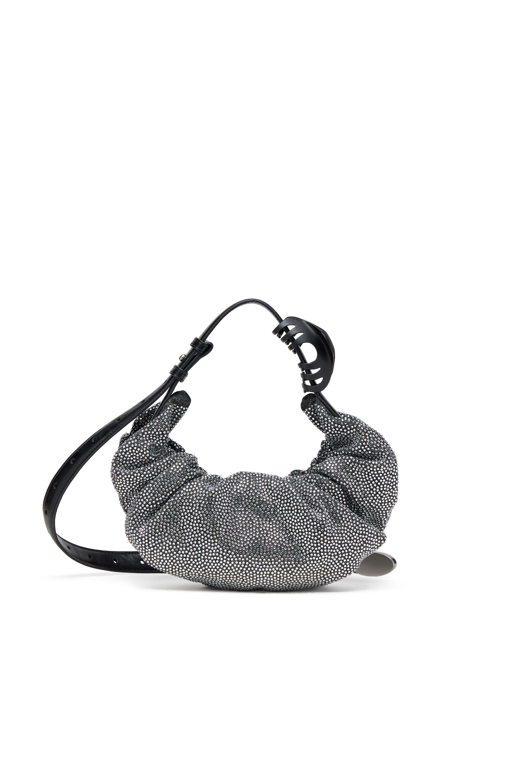 Diesel - GRAB-D HOBO S, Woman's Grab-D S-Small scrunched hobo bag in crystal denim in Black - 2