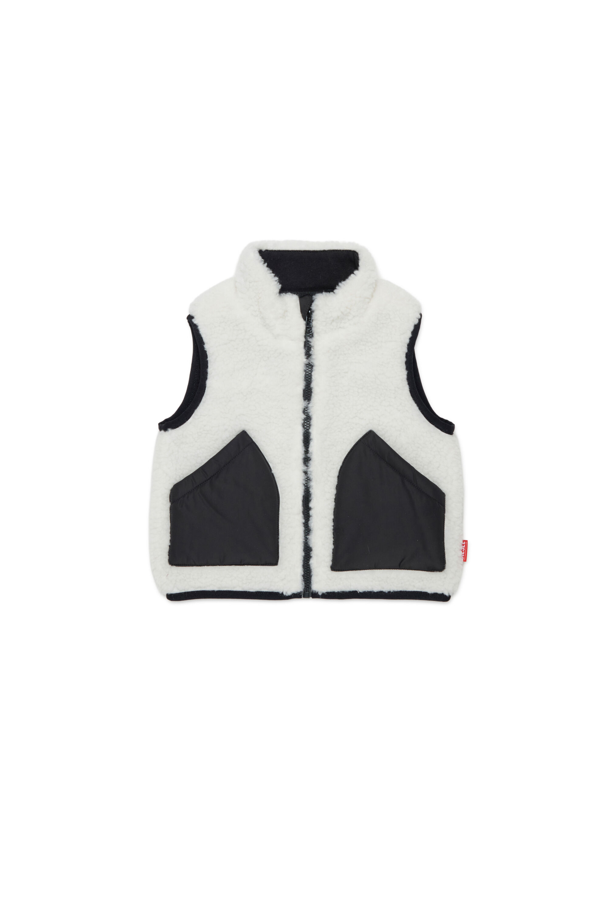 Diesel - JSEARB, Man's Colour-block vest in teddy fleece and nylon in White - 1