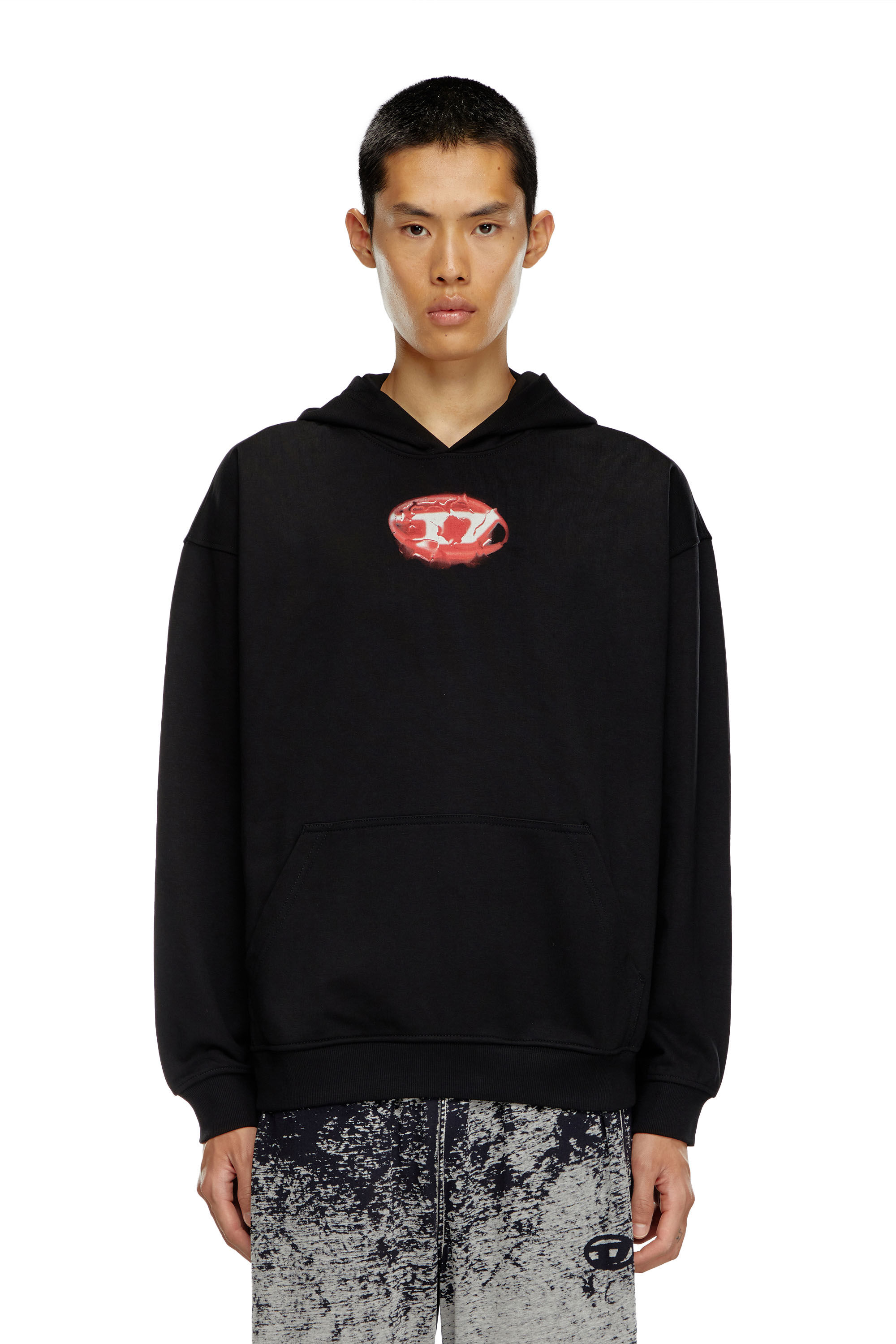 Diesel - S-BOXT-HOOD-K3, Man's Hoodie with water-effect logo print in Black - 5