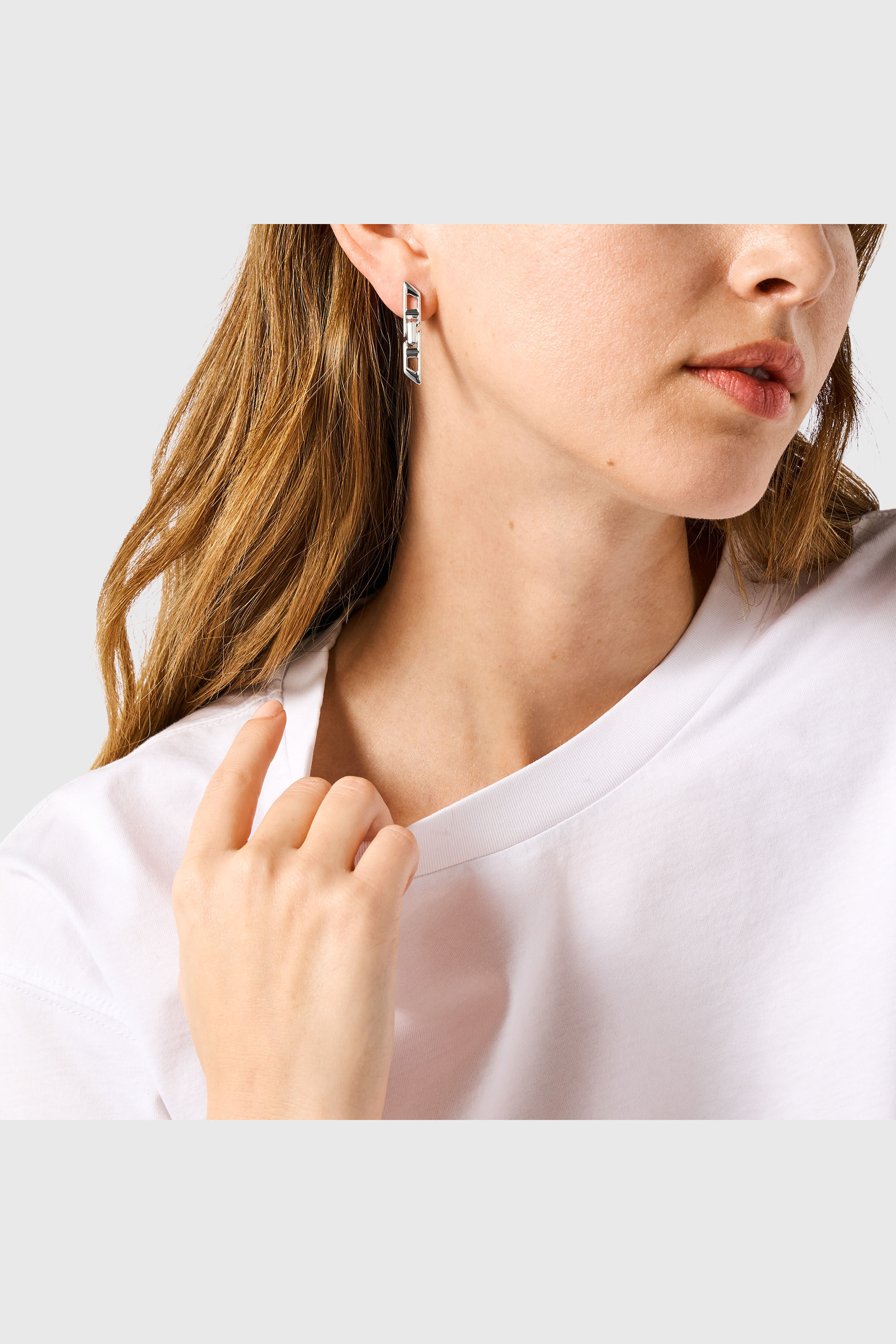 Diesel - DL1348040 STERLING SILVER JEWEL, Unisex's D Logo Sterling Silver Drop Earring in Silver - 4