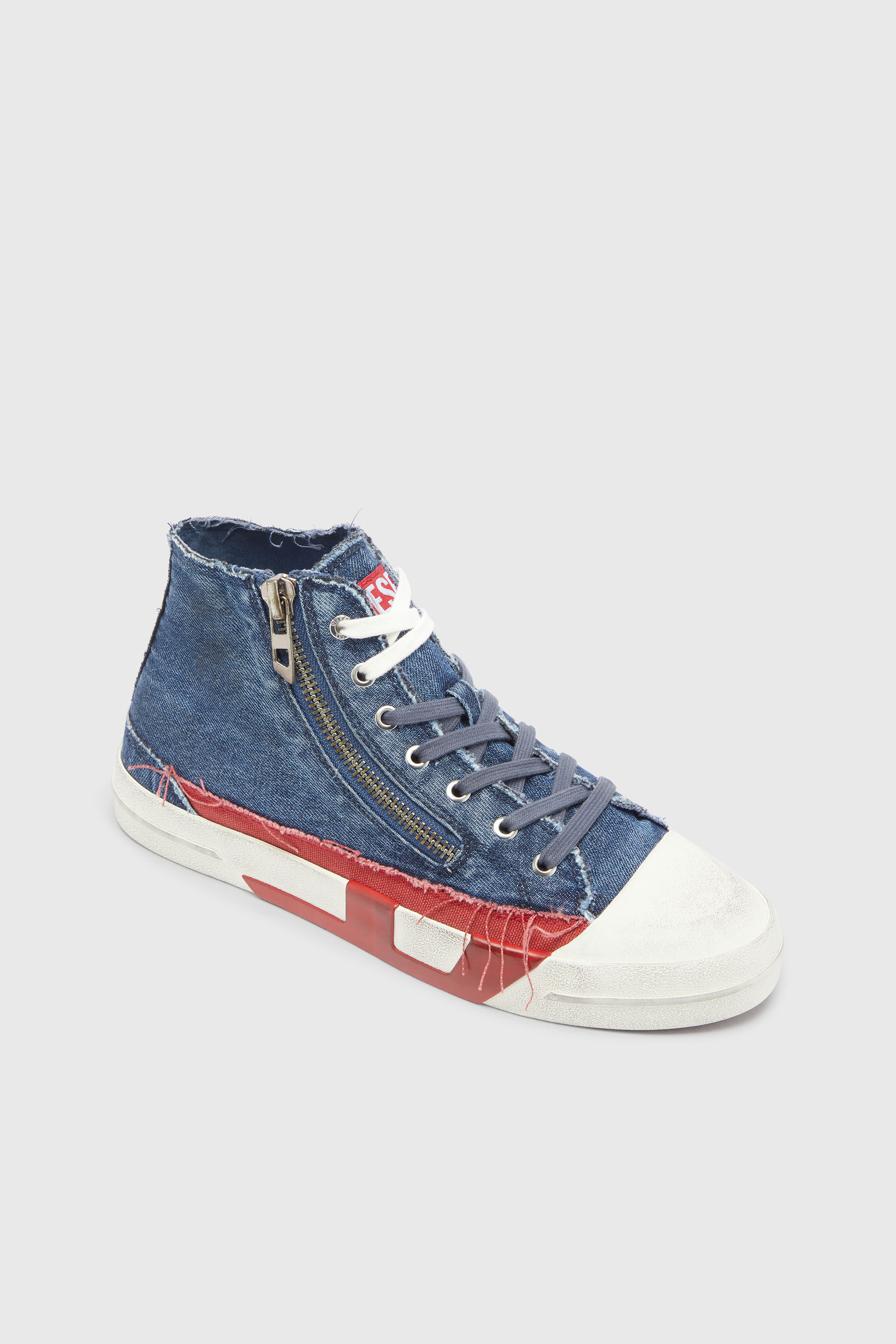 Diesel - S-D-VERSE ZIP MID II, Man's S-D-Verse -  Denim sneakers with D logo in Medium blue - 6