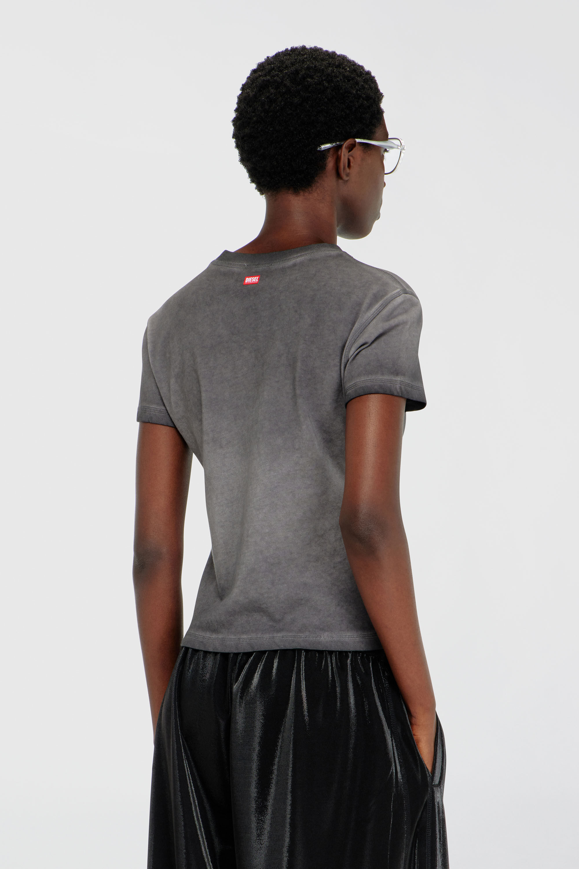Diesel - T-ILA-AA7, Woman's Slim T-shirt with d&eacute;vor&eacute; Phoenix in Dark grey - 4
