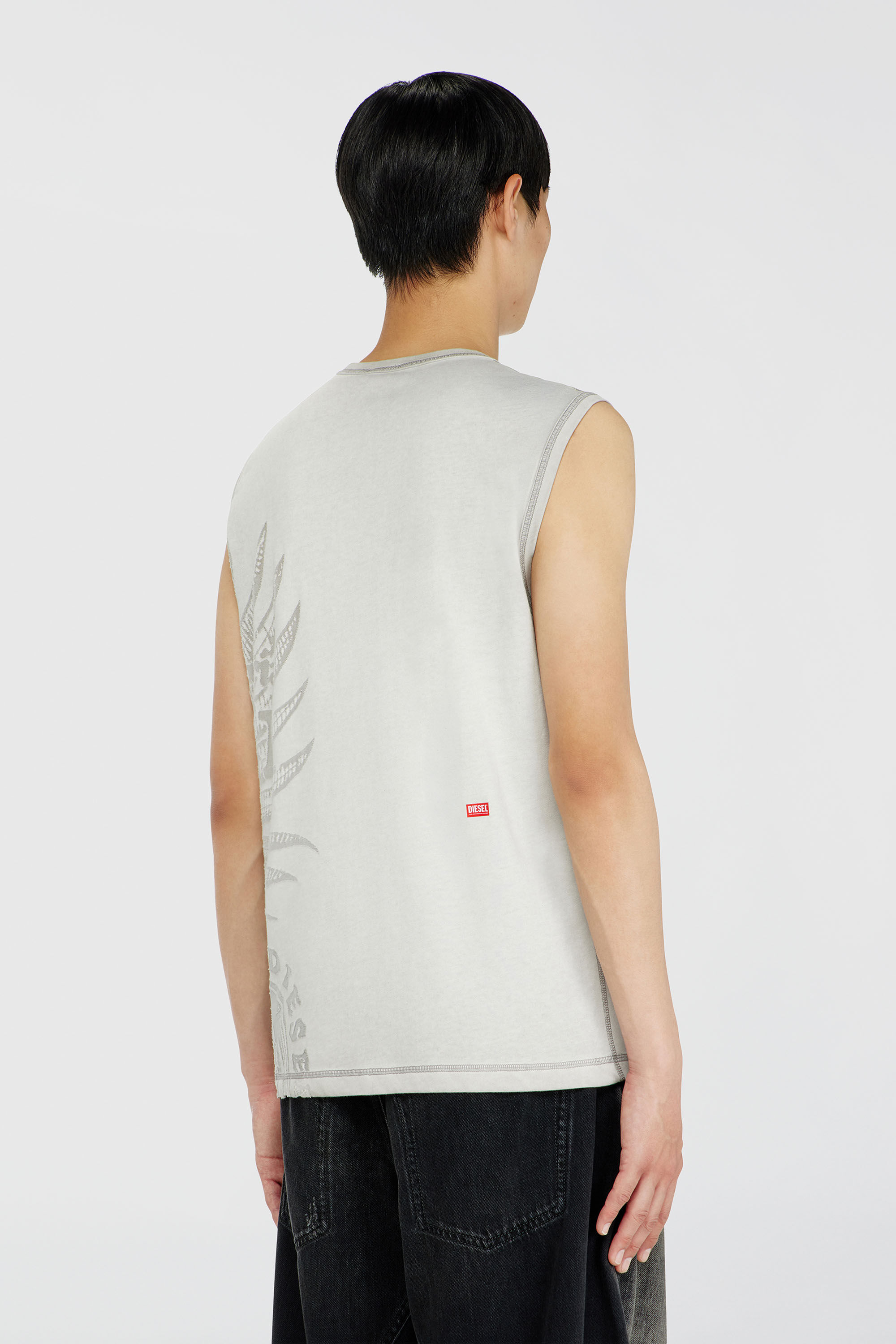 Diesel - T-RAWBISCO, Man's Sleeveless jersey top with embossed graphics in Light Grey - 4