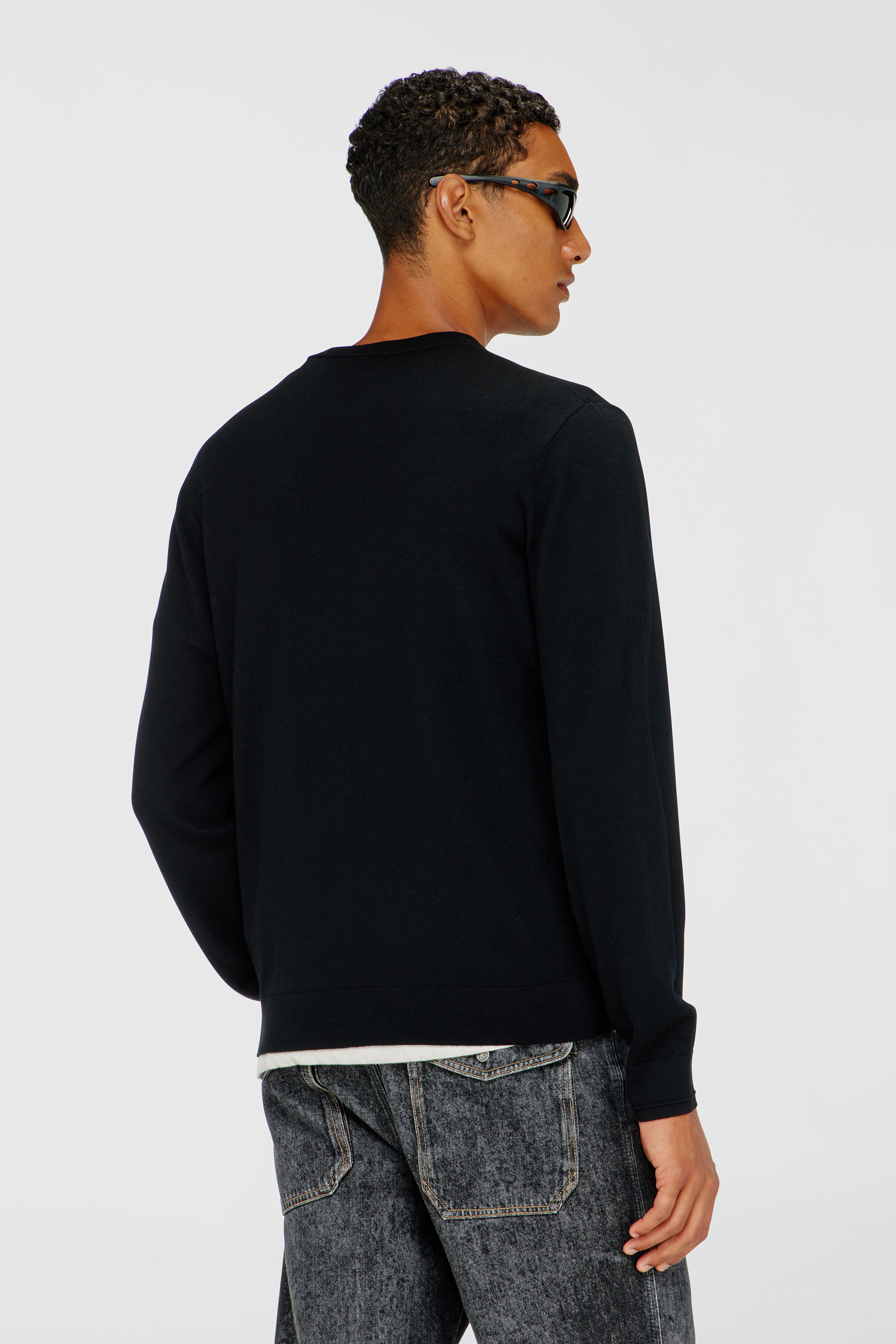 Diesel - K-VALIAM, Man's Wool jumper with cut-out logo in Black - 4