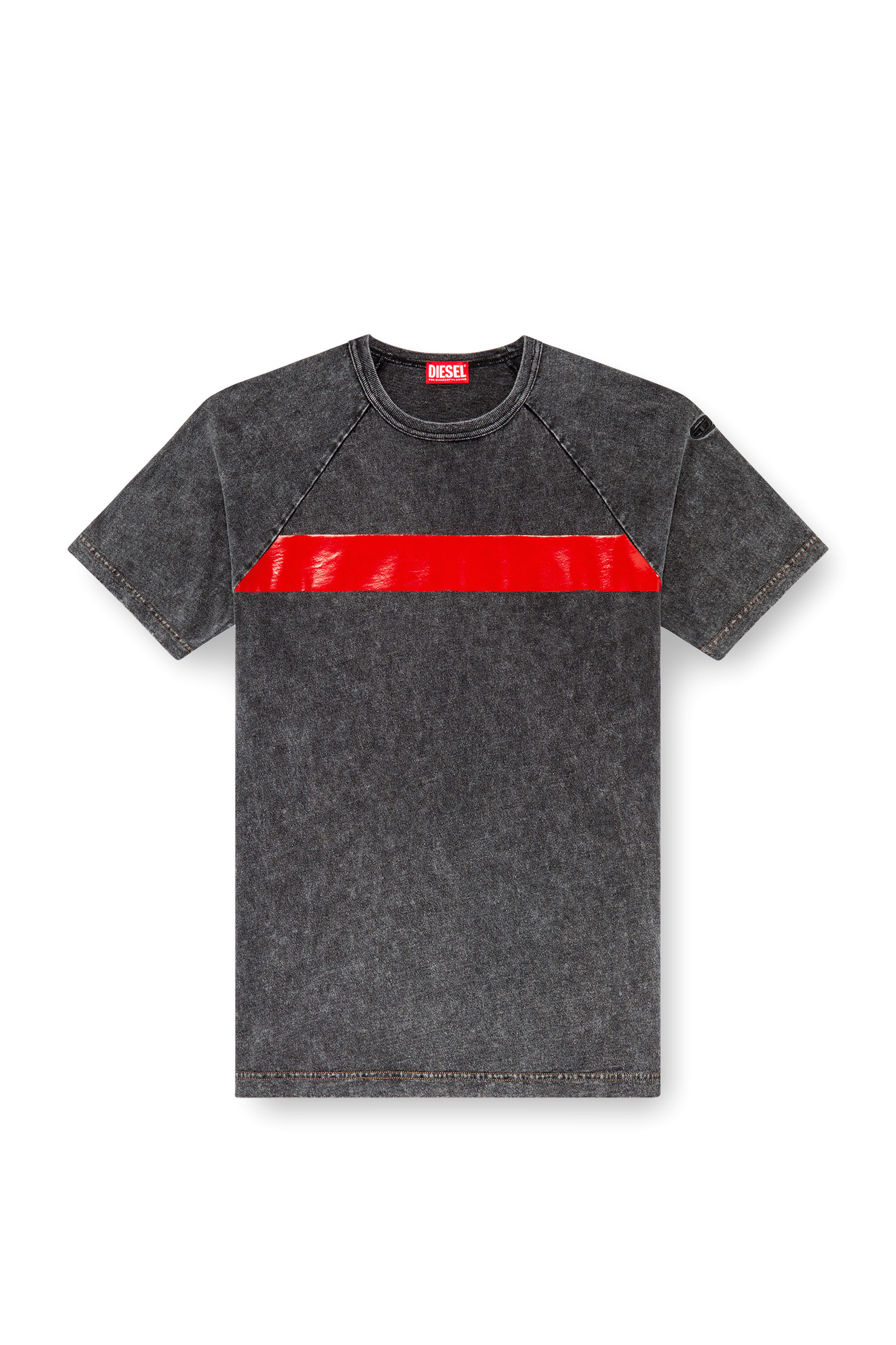 Diesel - T-RADJUST-Q1, Man's Marble-effect T-shirt with glossy band in Black - 2