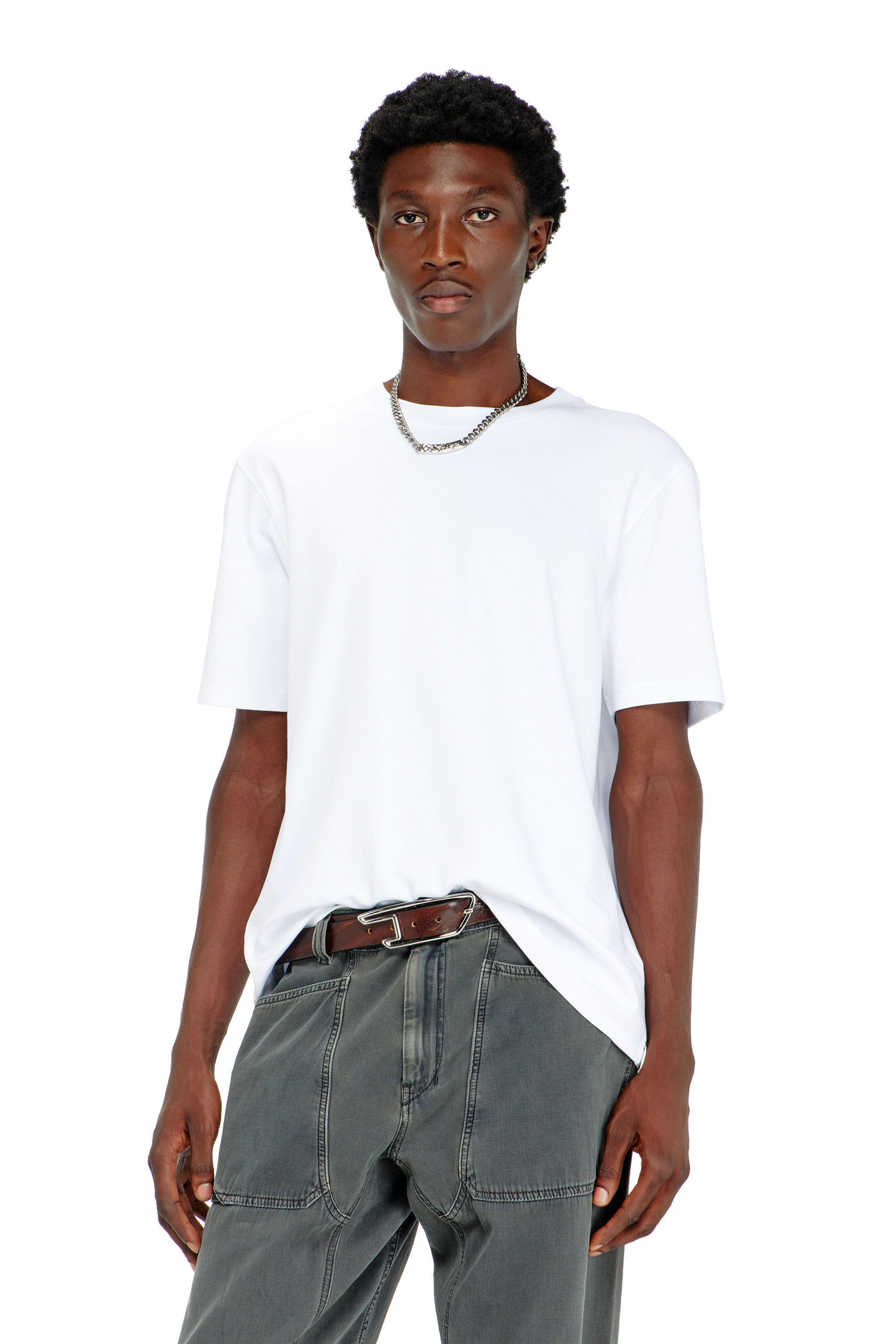 Diesel - T-ADJUST-AA2, Man's Cotton-interlock T-shirt with logo embroidery in White - 3