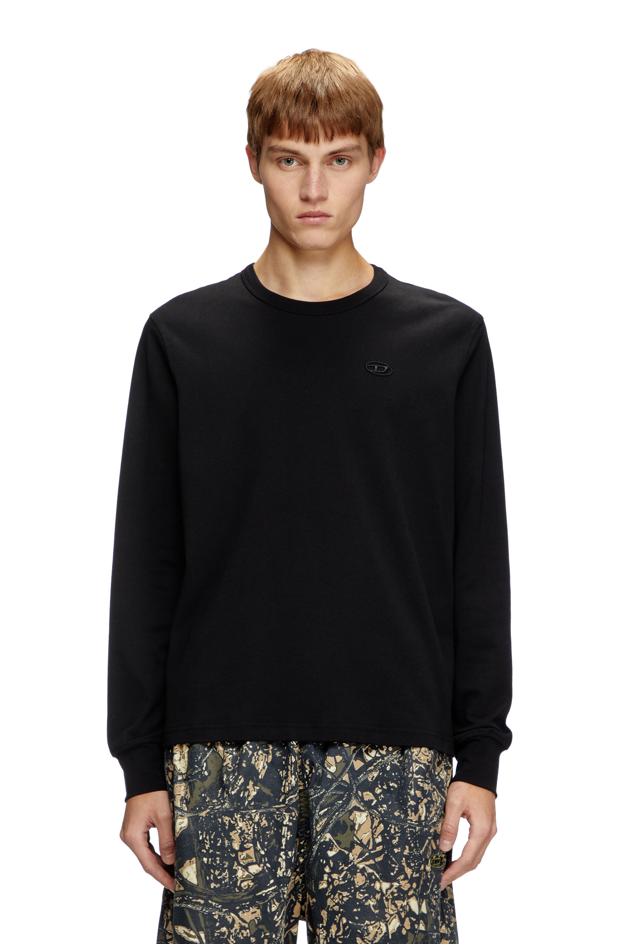 Diesel - T-ADJUST-LS-SLITS-R17, Man's Long-sleeve T-shirt with logo embroidery in Black - 3