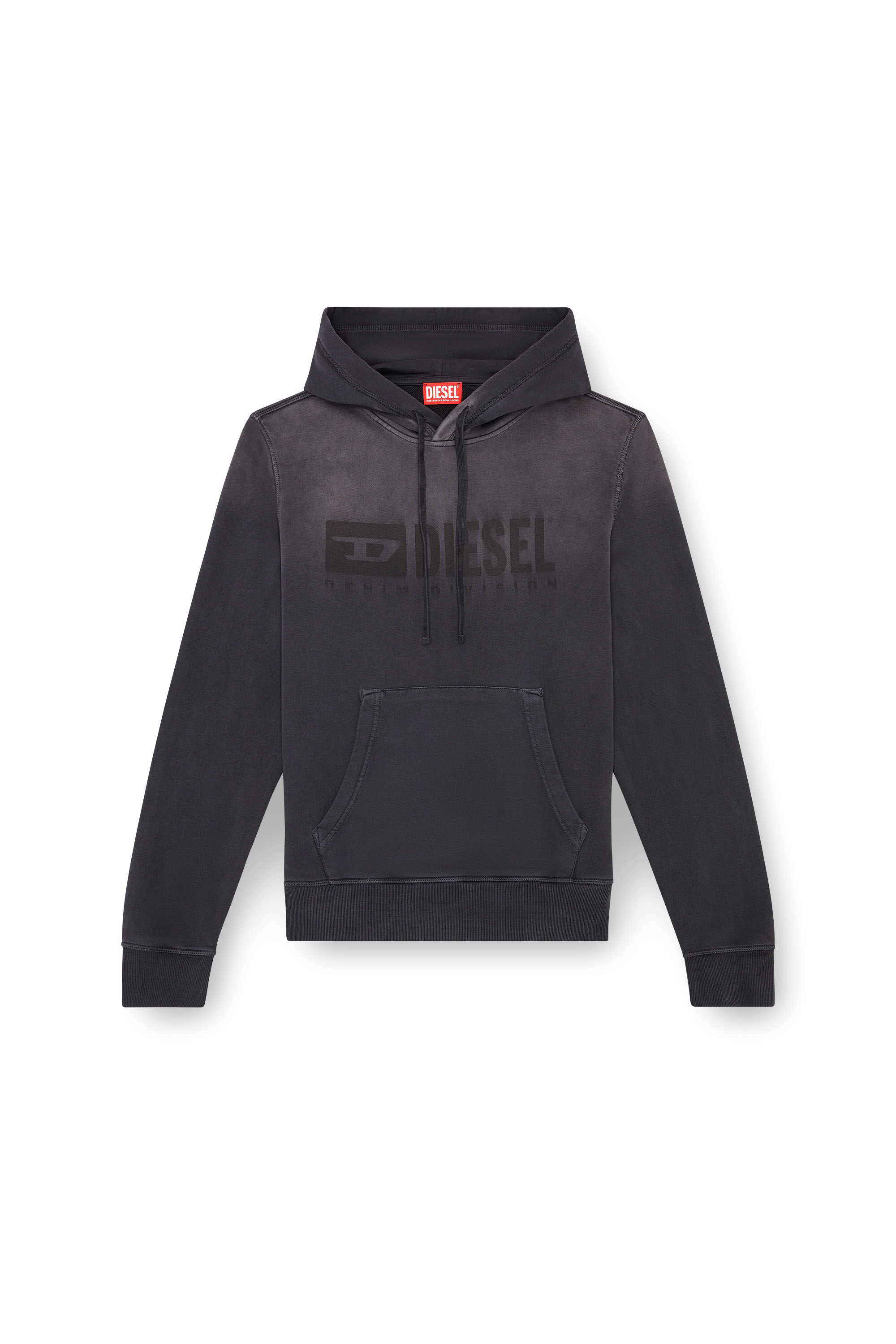 Diesel - S-GINN-HOOD-K44, Man's Faded hoodie with Denim Division logo in Black - 2