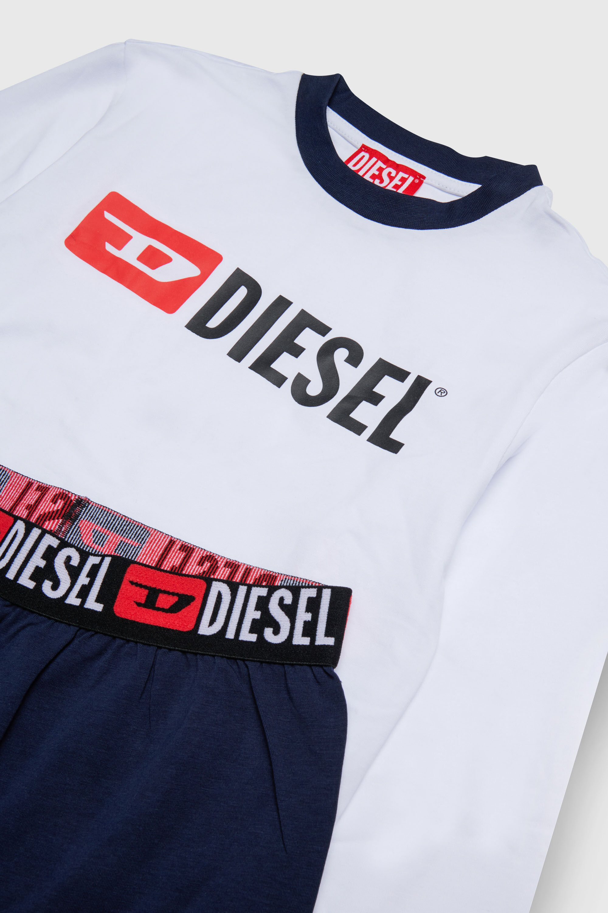 Diesel - UNIV, Man's Pyjama set in stretch cotton in Blue/White - 3