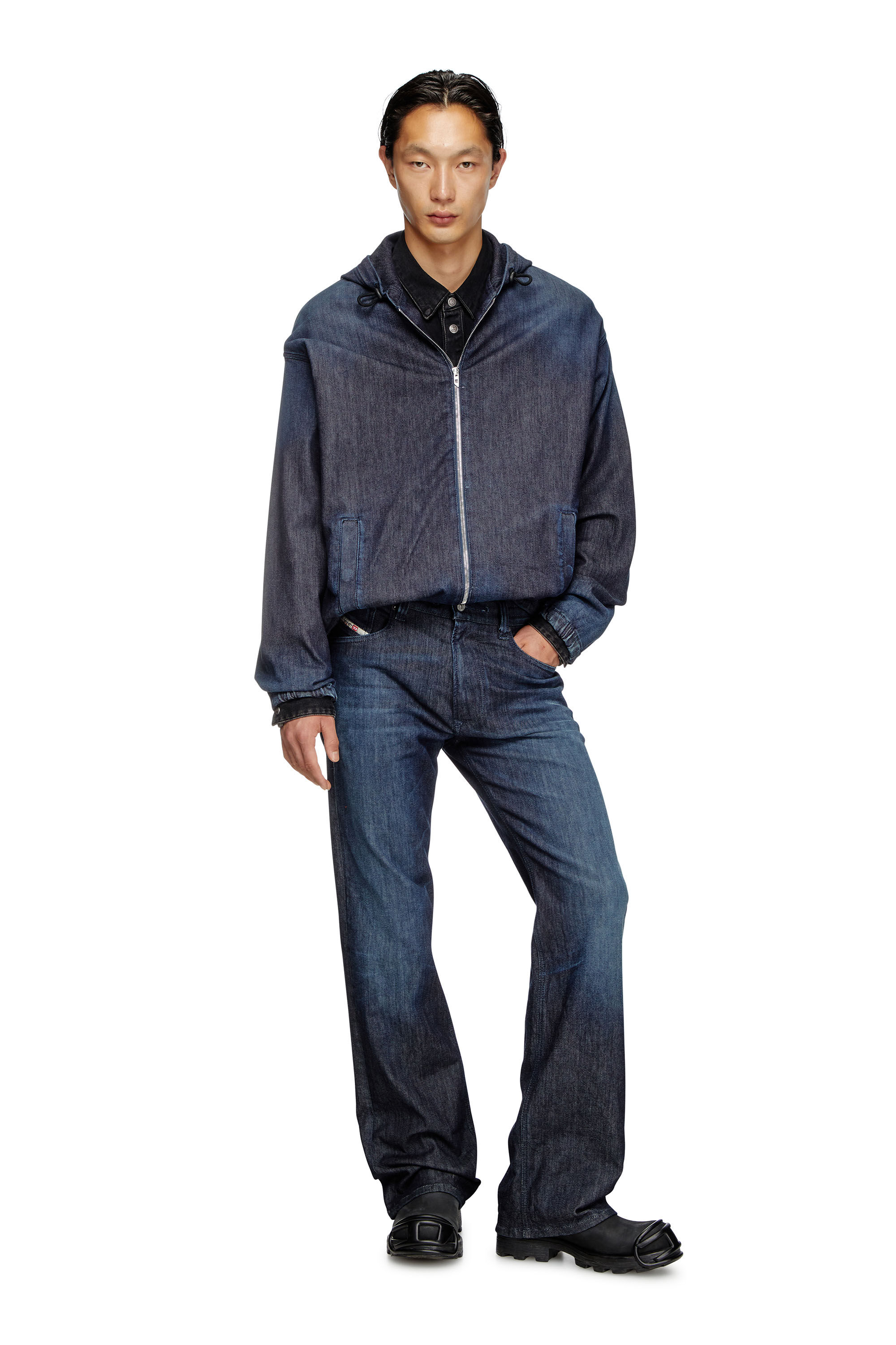 Men s Hooded JoggJeans jacket Blue Diesel