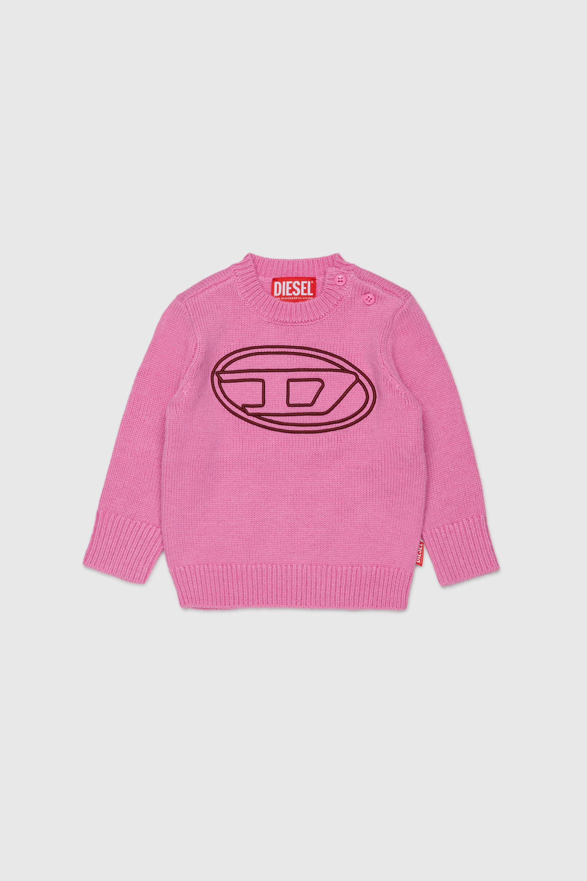 Diesel - KOMYB, Man's Cashmere-enriched jumper with big Oval D in Pink - 1