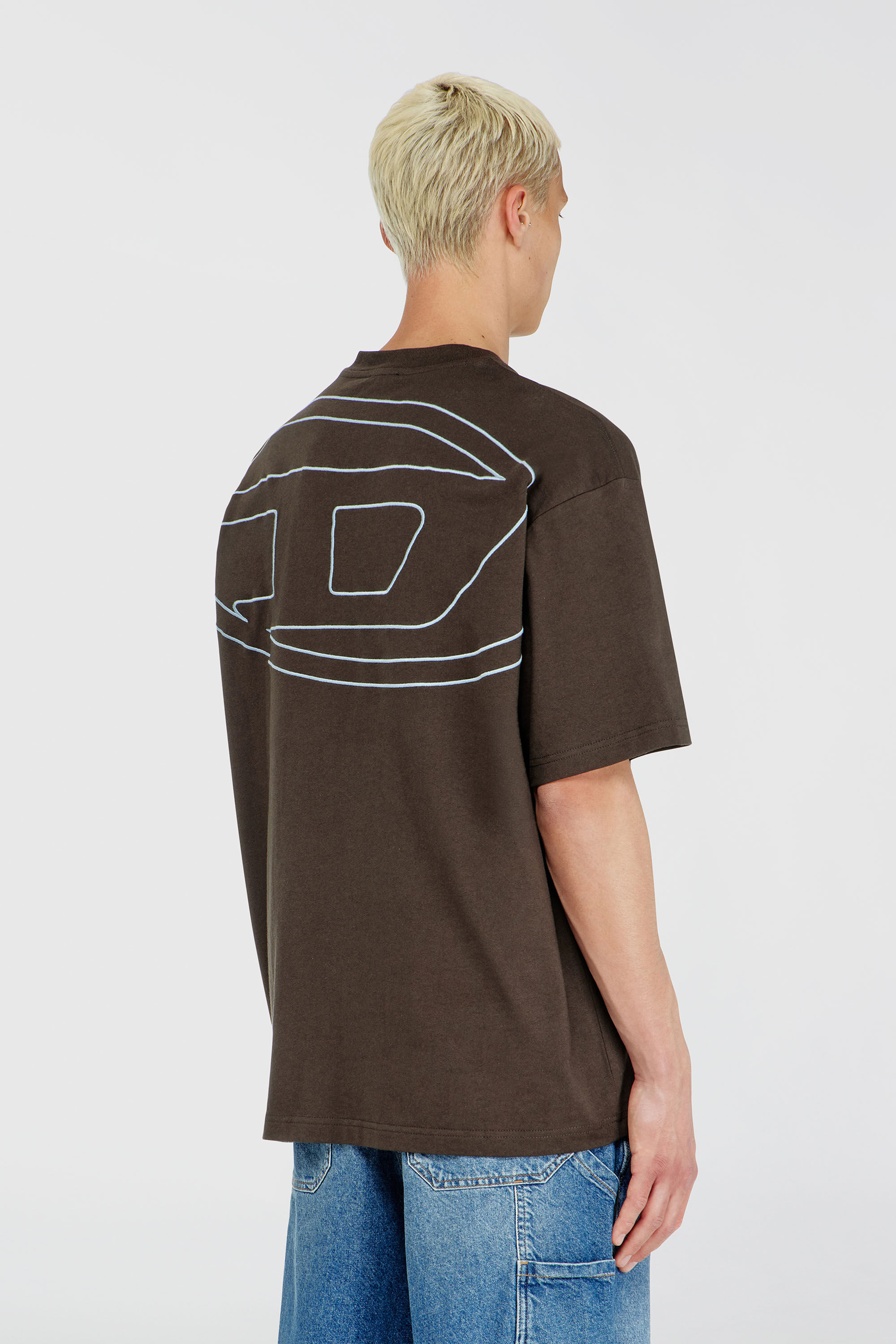 Diesel - T-BOGGY-MEGOVAL-D, Man's T-shirt with maxi oval D embroidery in Brown - 4