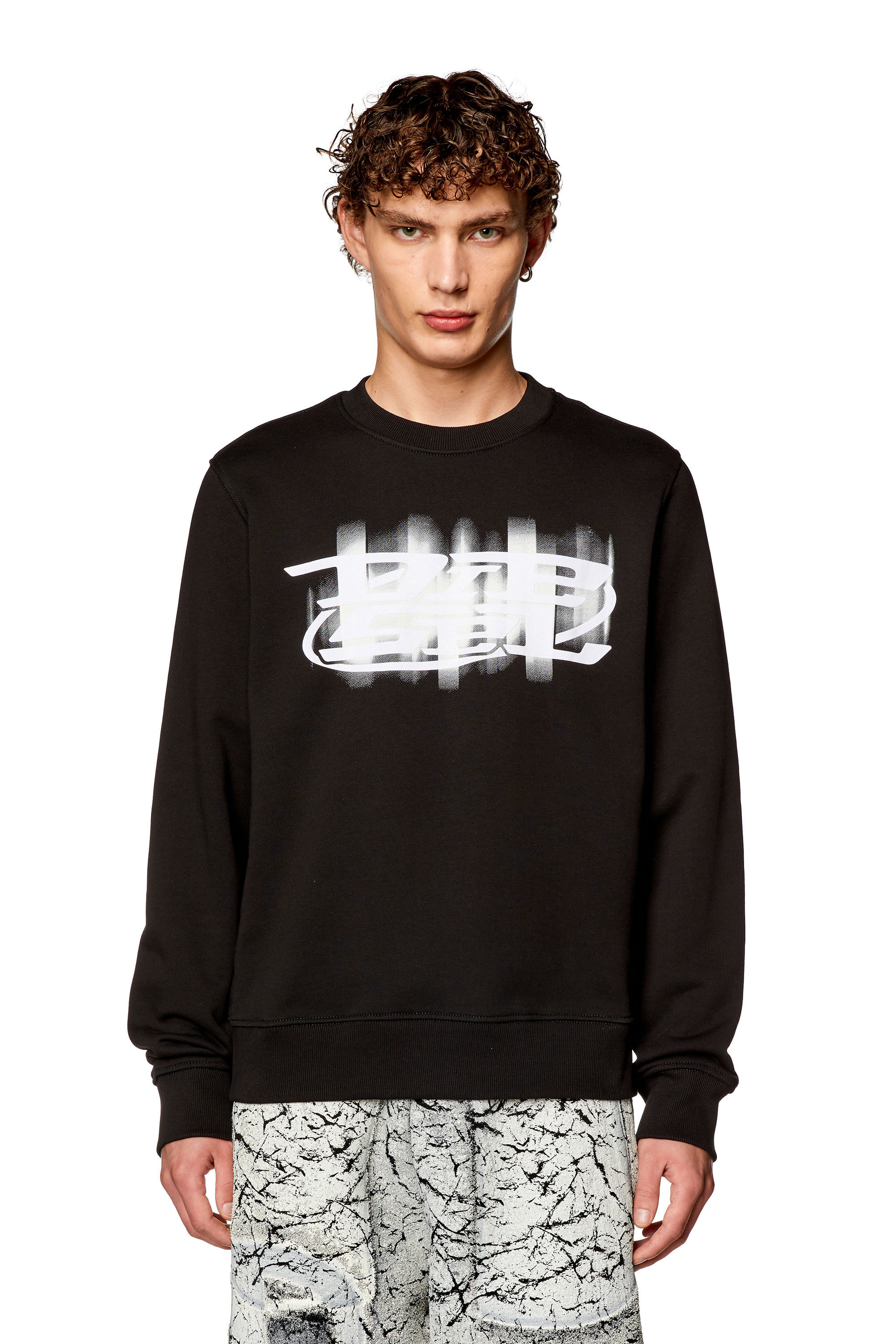 Men s Sweatshirt with blurry Diesel logo Black Diesel